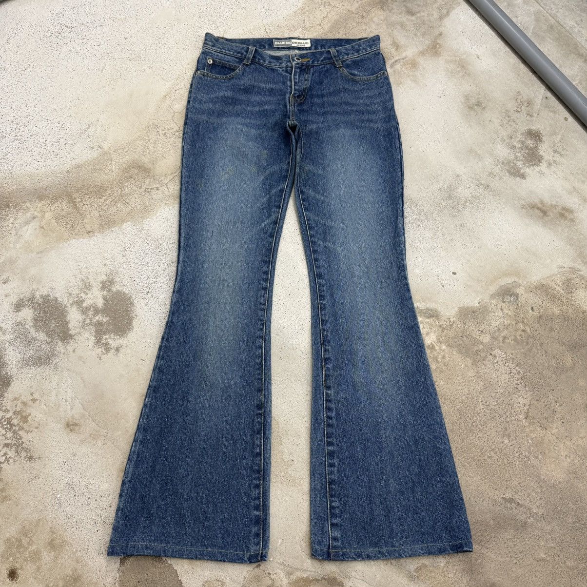 Japanese Brand Flare Vintage Blue Moon Blue Unisex Denim Pants Size US 27 - 3 Thumbnail
