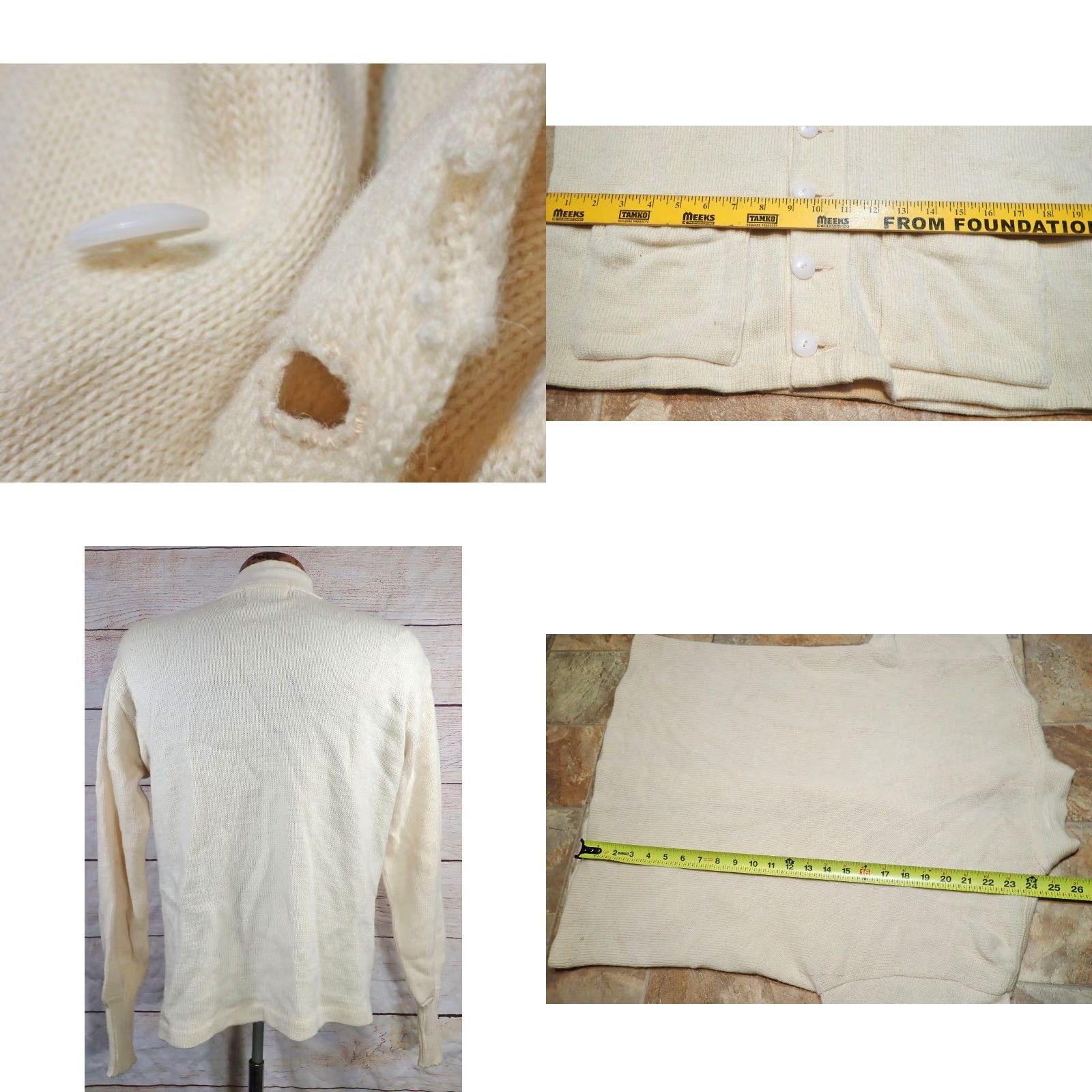 Vintage VINTAGE Revere Wool Cardigan Sweater Mens L White 60s 70s Rockabilly Casual Wool Knit Button Knitwear 60s70s Cobain Grandpa Preppy Academic Retro Size US L / EU 52-54 / 3 - 8 Thumbnail