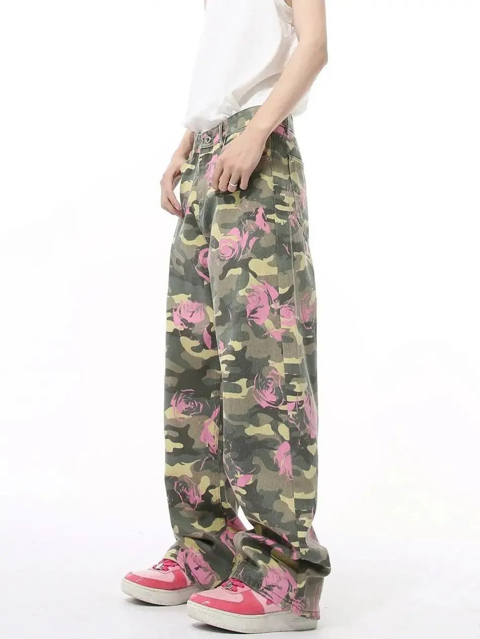 Japanese Brand Loose straight tube camouflage printed jeans Size US 32 / EU 48 - 3 Thumbnail