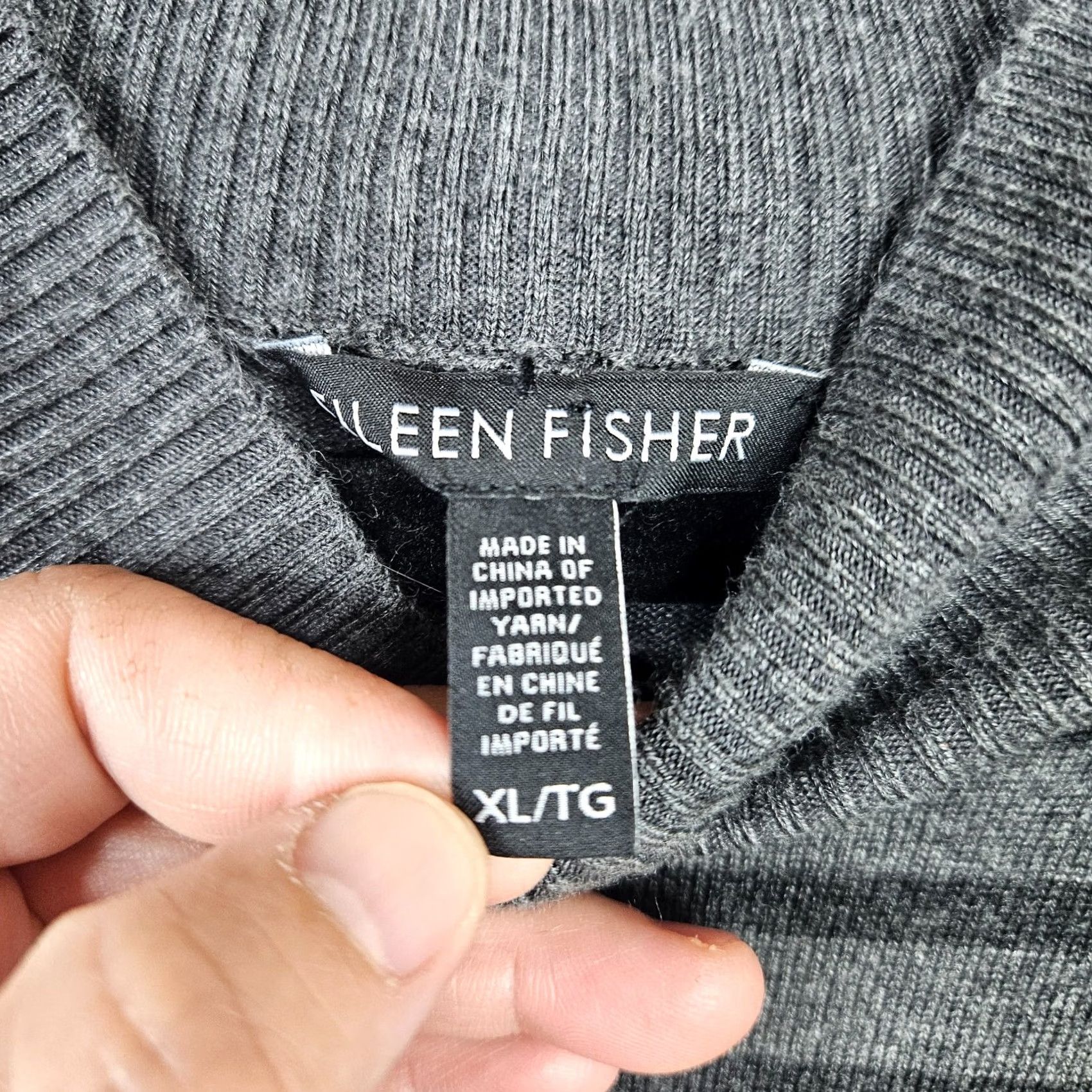 Eileen Fisher Eileen Fisher Sweater Cardigan Women Gray Black Stripes Mock Neck XL Knit 79% TENCEL 18% Nylon Regular Size XL / US 12-14 / IT 48-50 - 3 Thumbnail