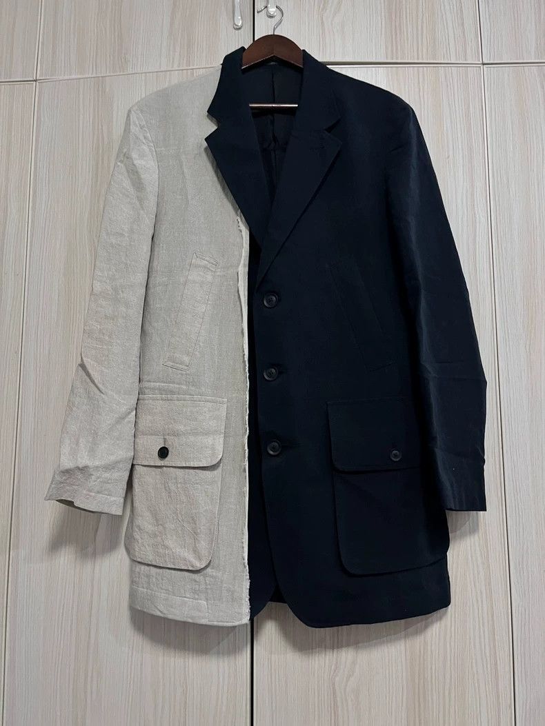 Yohji Yamamoto Yohji Yamamoto 22ss black and white patchwork linen blazer Size US M / EU 48-50 / 2 - 1 Thumbnail