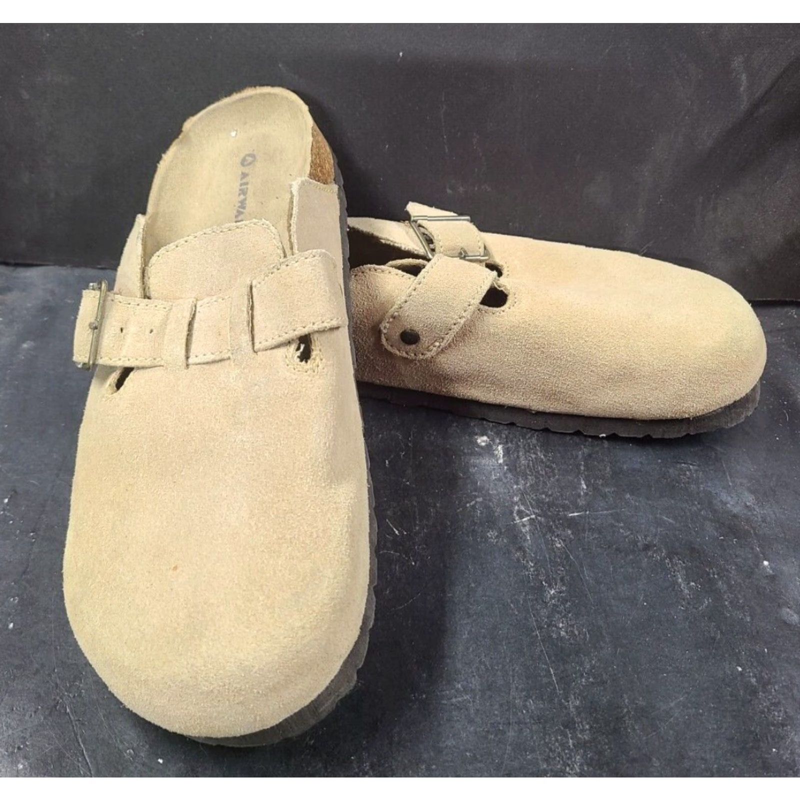 Airwalk Airwalk Sandals Womens 9 Clogs Mules Slip-On Flats Brown Faux Suede Buckle Size US 9 / IT 39 - 2 Thumbnail