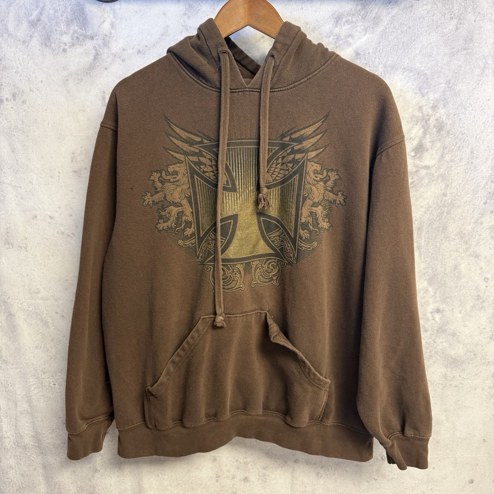 Vintage Vintage Grunge Cross Hoodie Sweatshirt XL ODM Y2K Skate Size US XL / EU 56 / 4 - 2 Thumbnail