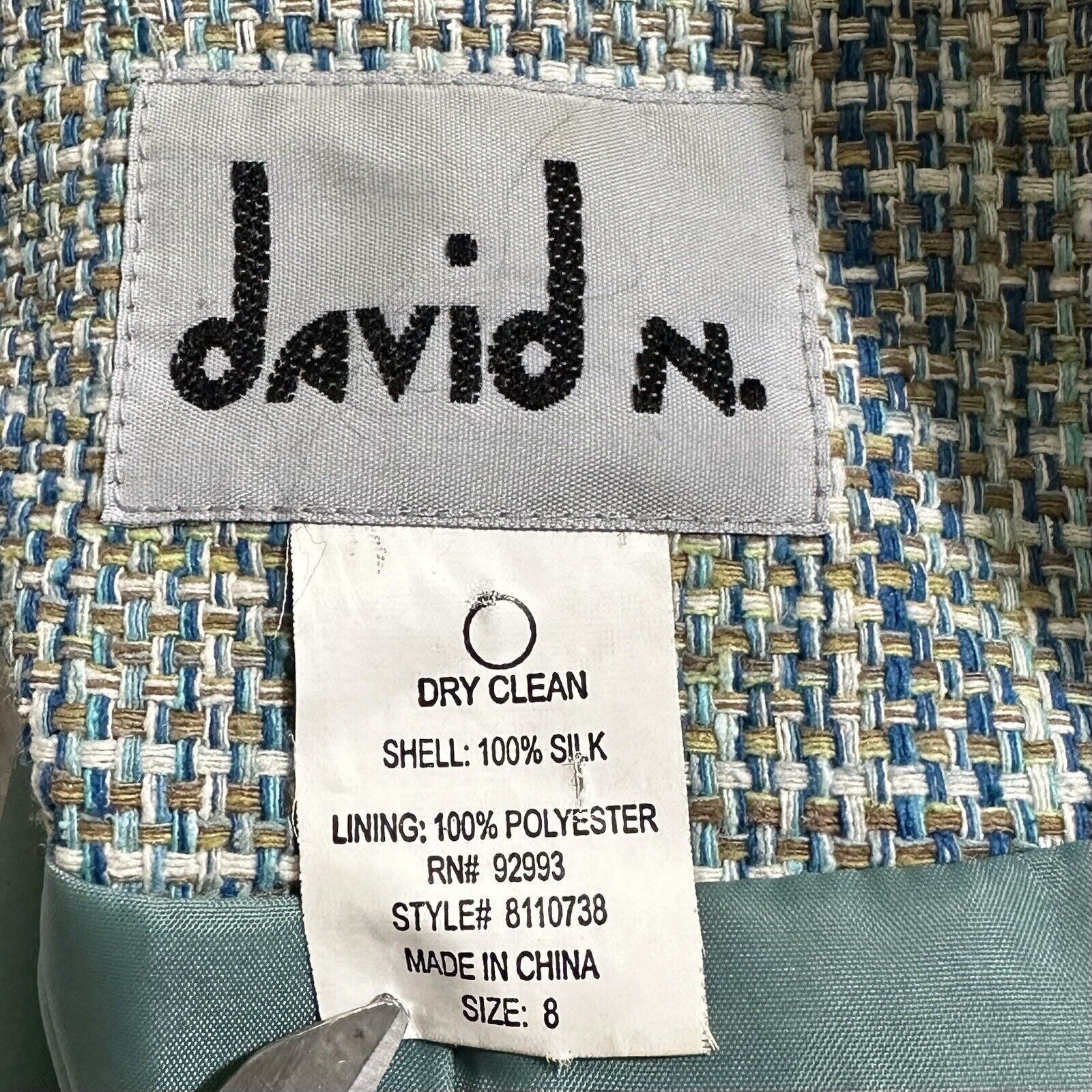 Other David N 8 Pure Silk Blazer Jacket Tweed Green Striped Coat Size M / US 6-8 / IT 42-44 - 3 Thumbnail