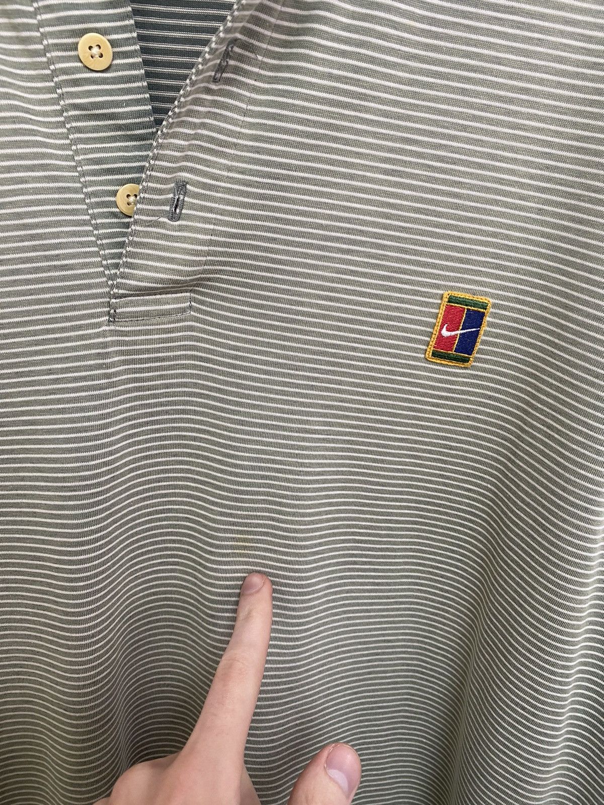 Nike × Vintage Vintage 90s Nike Court Tennis Agassi Stripes Polo Shirt Size US M / EU 48-50 / 2 - 9 Thumbnail
