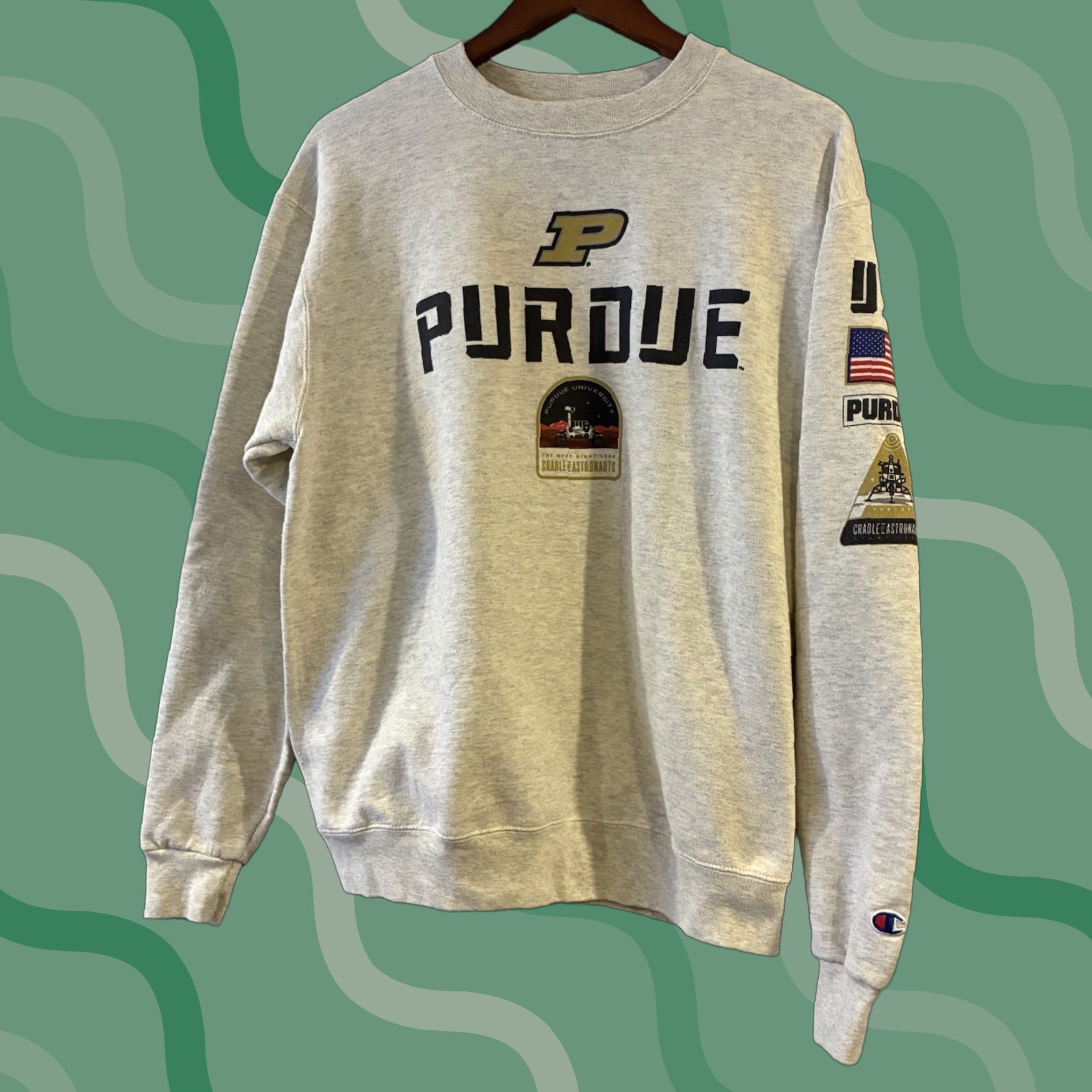 Champion VINTAGE Champion Purdue Cradle of Astronauts Space Patch Hoodie Men Size US M / EU 48-50 / 2 - 1 Thumbnail