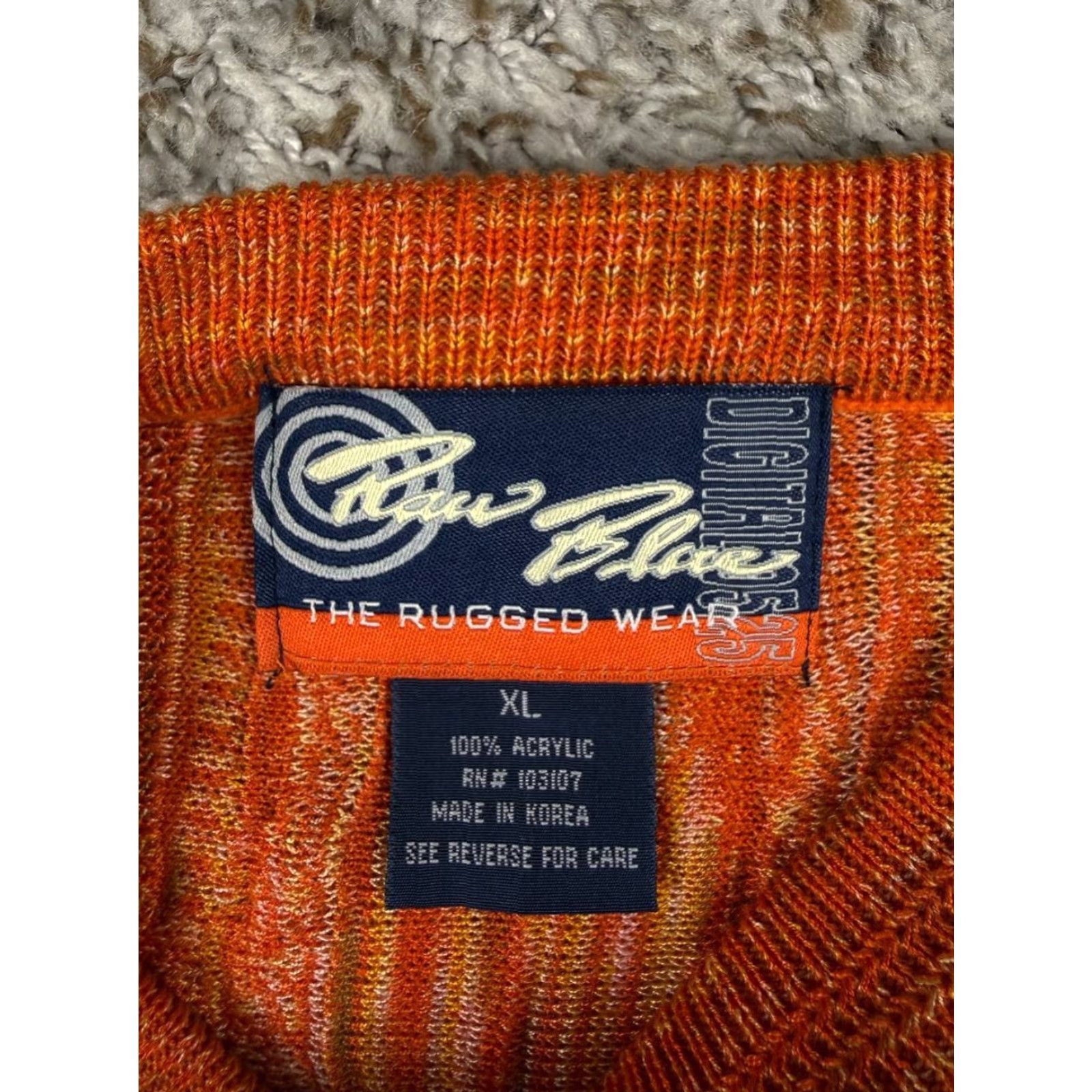 Coogi VINTAGE Raw Blue Rugged Wear 3D Knit Textured Sweater Men XL Orange Knit Pullover Crew Neck Long Sleeve Winter Fall Coogi Style Size US XL / EU 56 / 4 - 7 Thumbnail