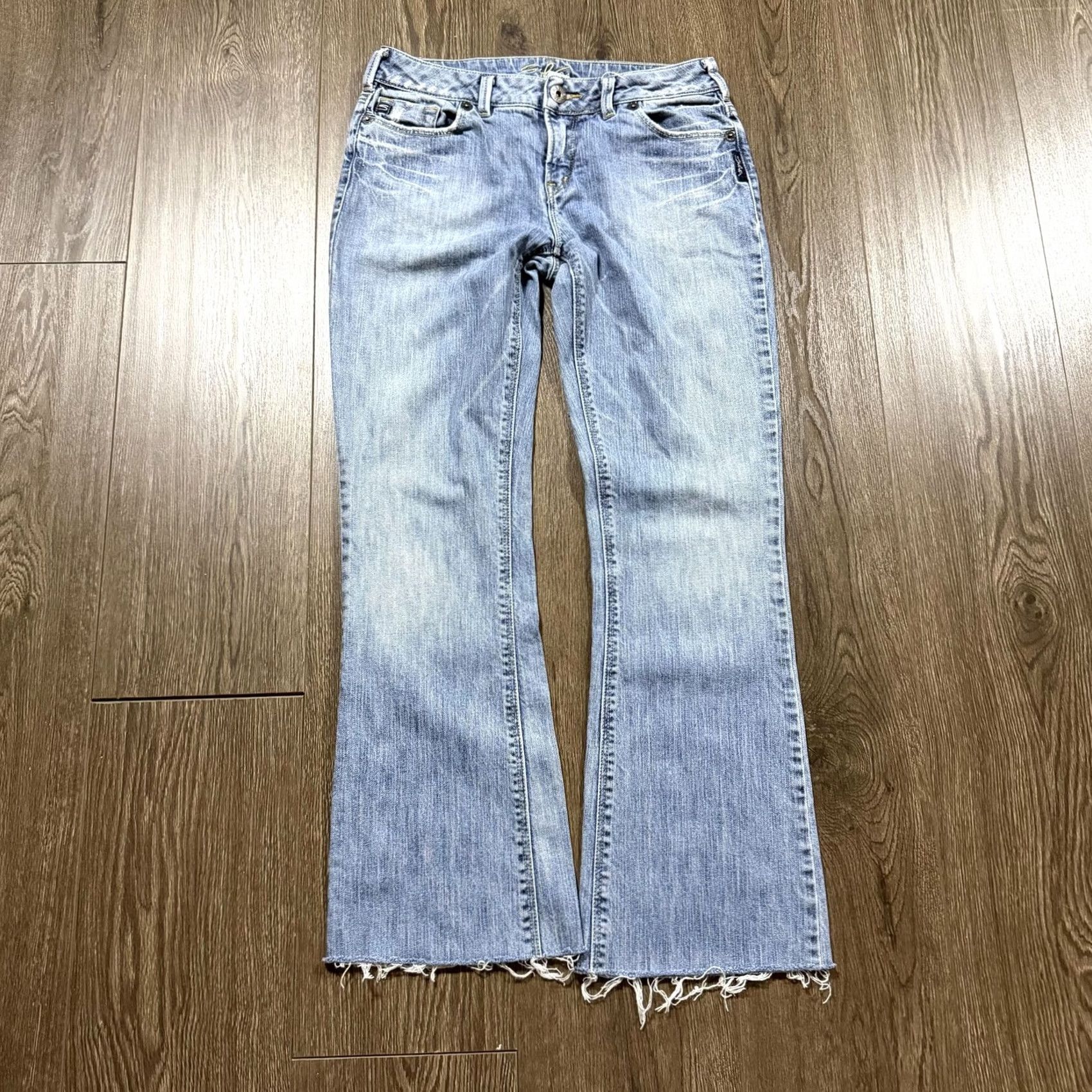 Silver Jeans Co. Silver Jeans Womens 29 Y2K Light Wash Blue Mitsu Bootcut Flare Frayed Hem Denim Size 29" - 5 Thumbnail