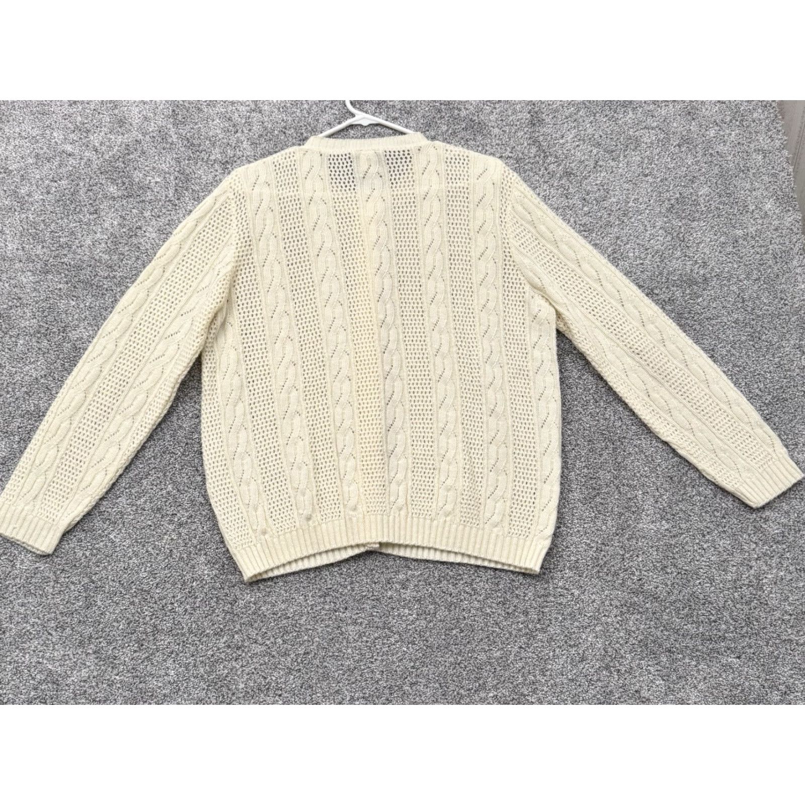 Vintage VINTAGE Keneth Too Plus Cardigan Sweater Plus 1X Ivory 80s Grandmacore Fisherman Women Size XL / US 12-14 / IT 48-50 - 5 Thumbnail