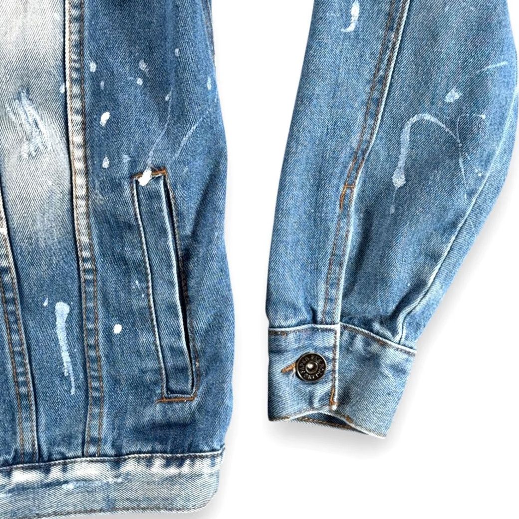 Denime Rolling Paper Jacket Mens Large Blue Denim Distressed 90s Punk Rock Casual Jacket Size US 33 - 7 Thumbnail