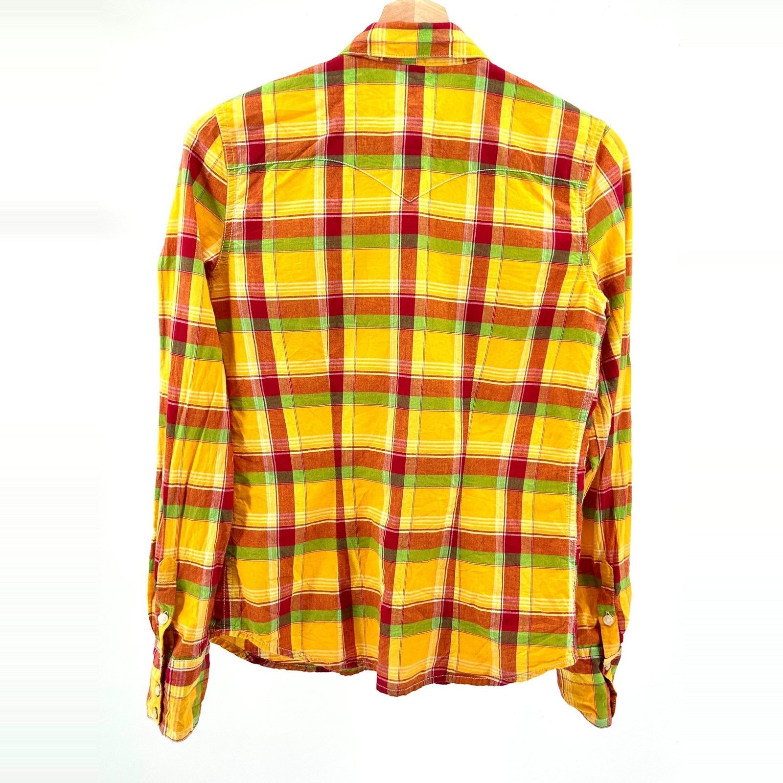 Denim & Supply Ralph Lauren Yellow Plaid 100% Cotton Western Shirt Size S / US 4 / IT 40 - 3 Thumbnail