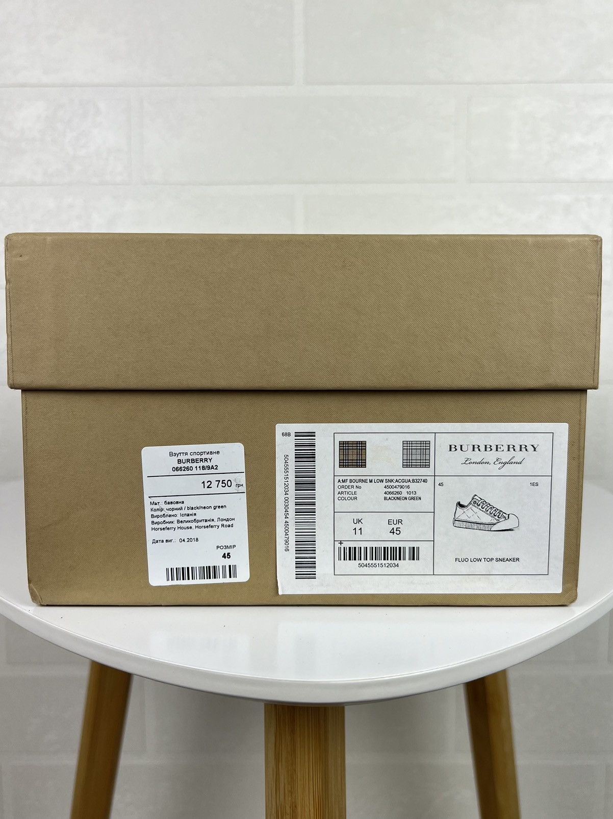 Burberry BURBERRY Sneakers Low-Top Shoes Fluo Nova Check Neon Green Size US 12 / EU 45 - 7 Thumbnail
