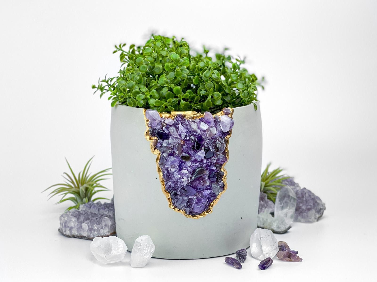 Other Large Geode Planter, AMETHYST Succulent 5 inch Concrete POT Size ONE SIZE - 5 Thumbnail