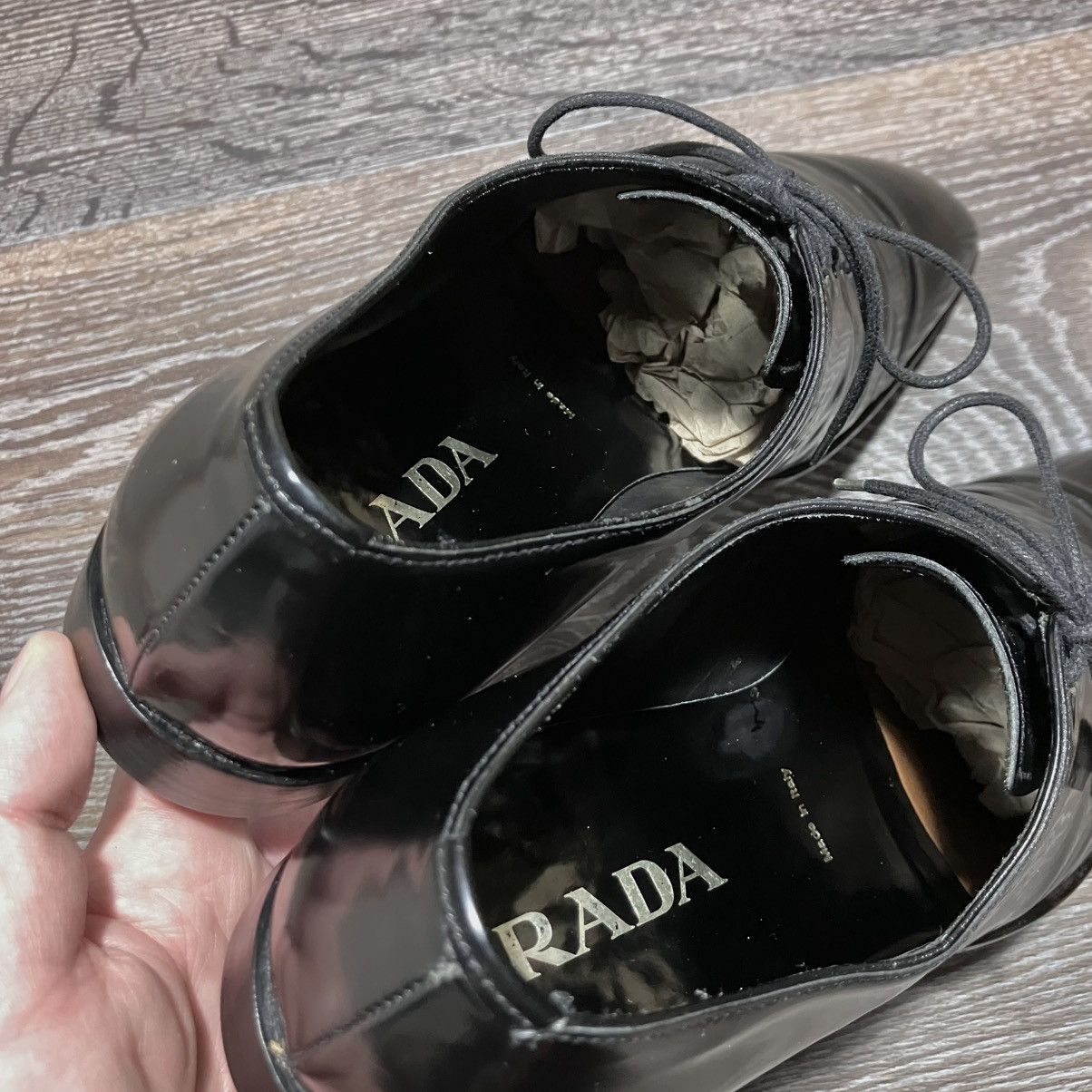 Prada Vintage PRADA Men’s Patent Leather Oxford Black Dress Shoes Size US 7.5 / EU 40-41 - 11 Thumbnail