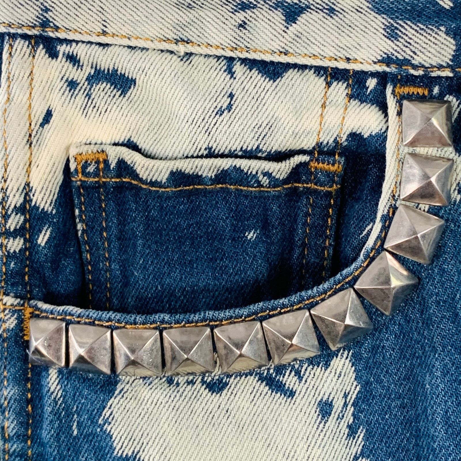 Gucci Size 36 Indigo White Bleached Denim Studded Button Fly Jeans Size US 36 / EU 52 - 6 Thumbnail