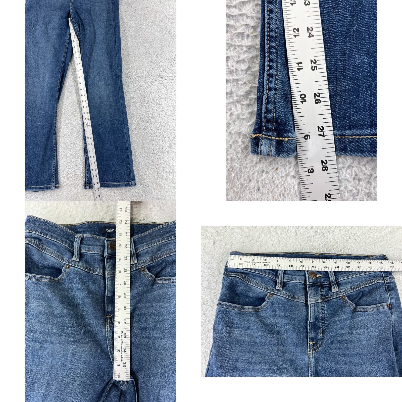 Calvin Klein Calvin Klein Jeans Women's Juniors 8 Blue Bootcut Distressed Denim High Rise Cotton 25x28 Size 30" / US 8 / IT 44 - 8 Thumbnail