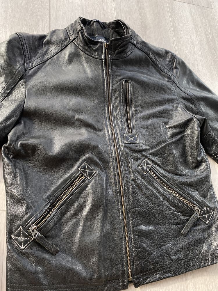Giorgio Armani Vintage Armani Jeans Leather Biker Jacket Size US M / EU 48-50 / 2 - 1 Thumbnail