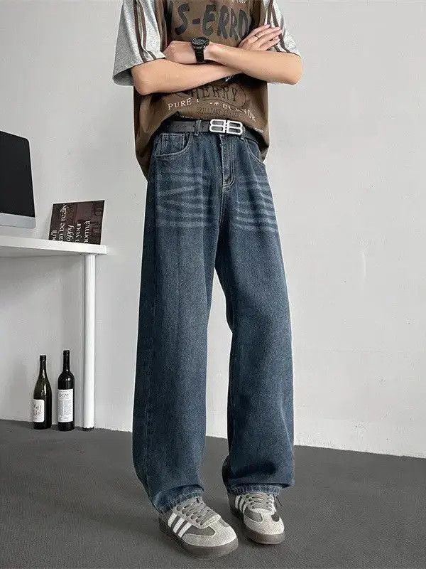 Japanese Brand Retro loose straight leg wide leg jeans Size US 32 / EU 48 - 3 Thumbnail