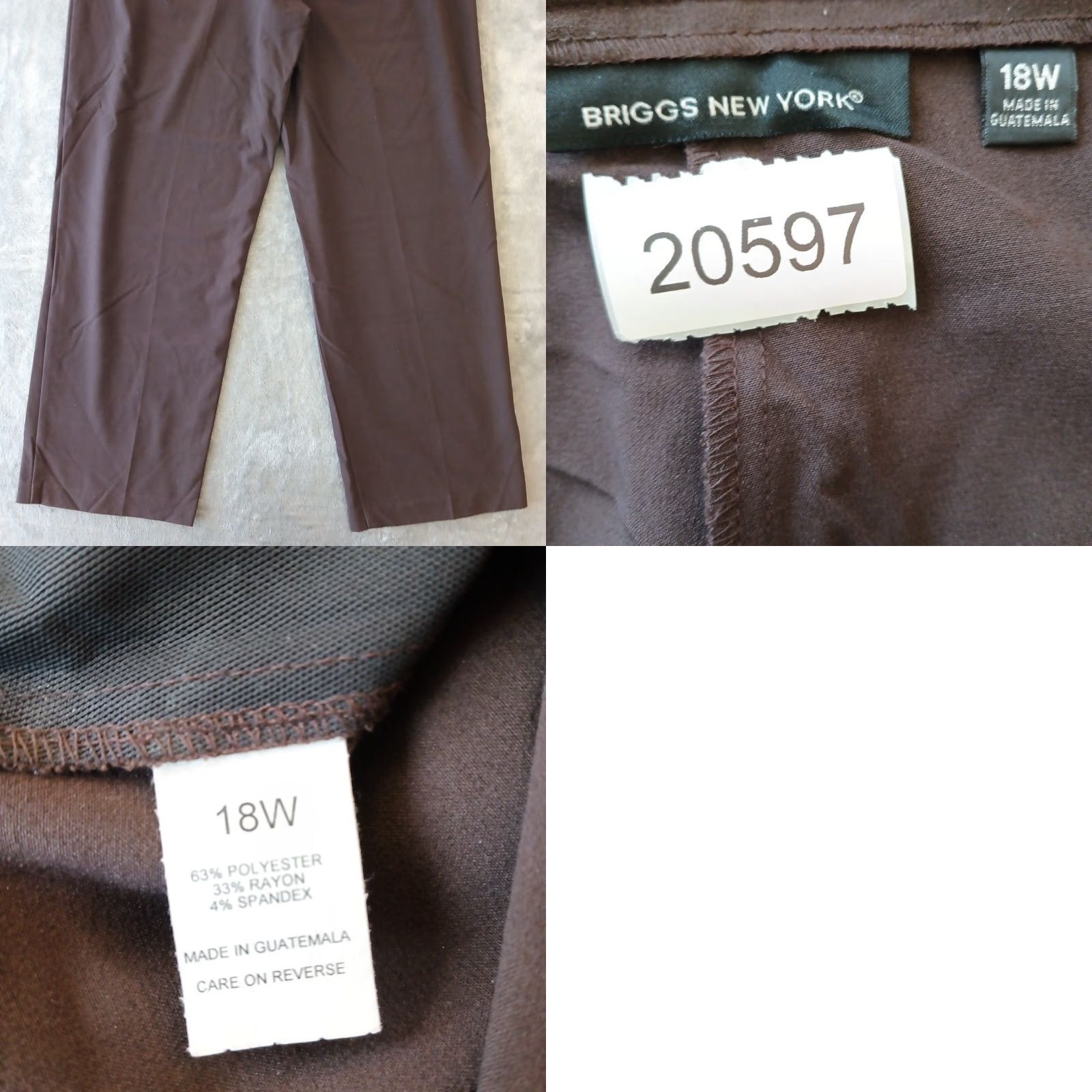 Vintage Briggs New York Dress Pants Womens Plus Size 18W Brown Pleated High Rise 36x31 Shirts? Size 40" / US 18 - 8 Thumbnail