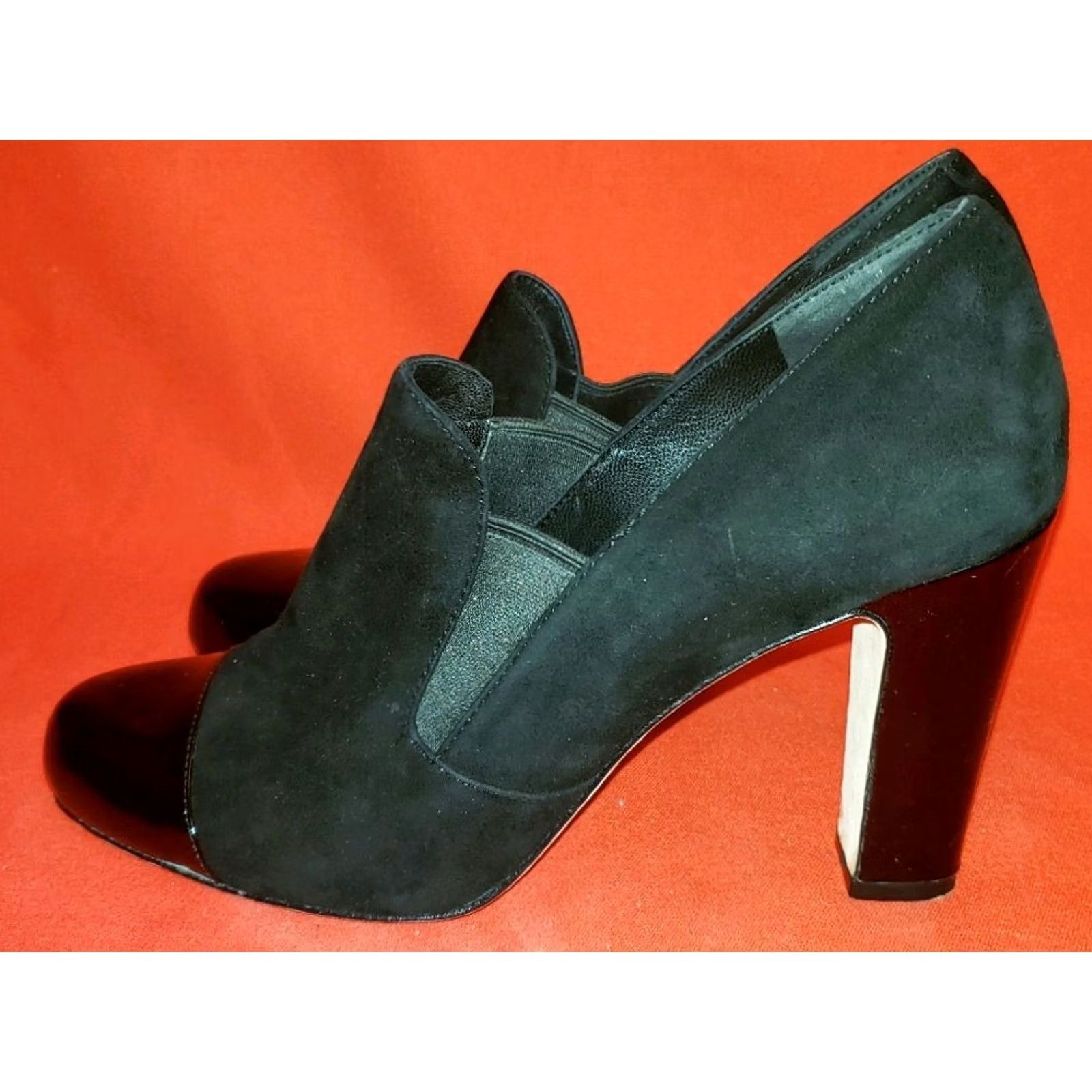 Vince Camuto Vince Camuto Womens Pumps Black Suede Patent Toe Cap Heel Elastic 8.5M Size ONE SIZE - 4 Thumbnail