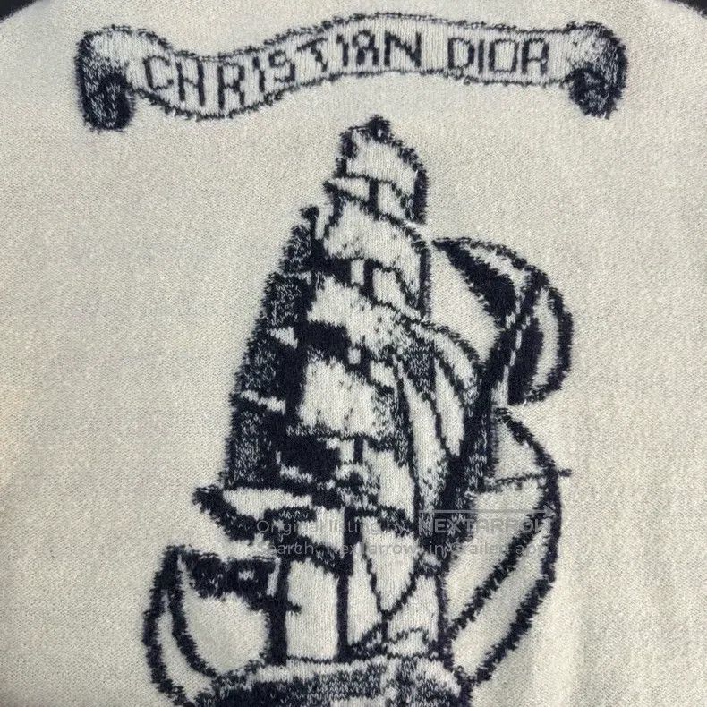 Dior Dior Blue and white striped destructive wind cashmere mulb Size XS / US 0-2 / IT 36-38 - 7 Thumbnail