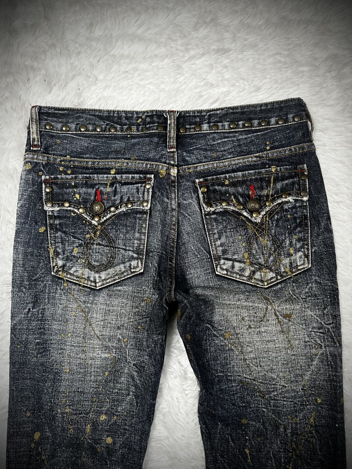 Japanese Brand 💥rare💥 japanese brand lagust ripped splatter flare jeans Size US 30 / EU 46 - 8 Thumbnail