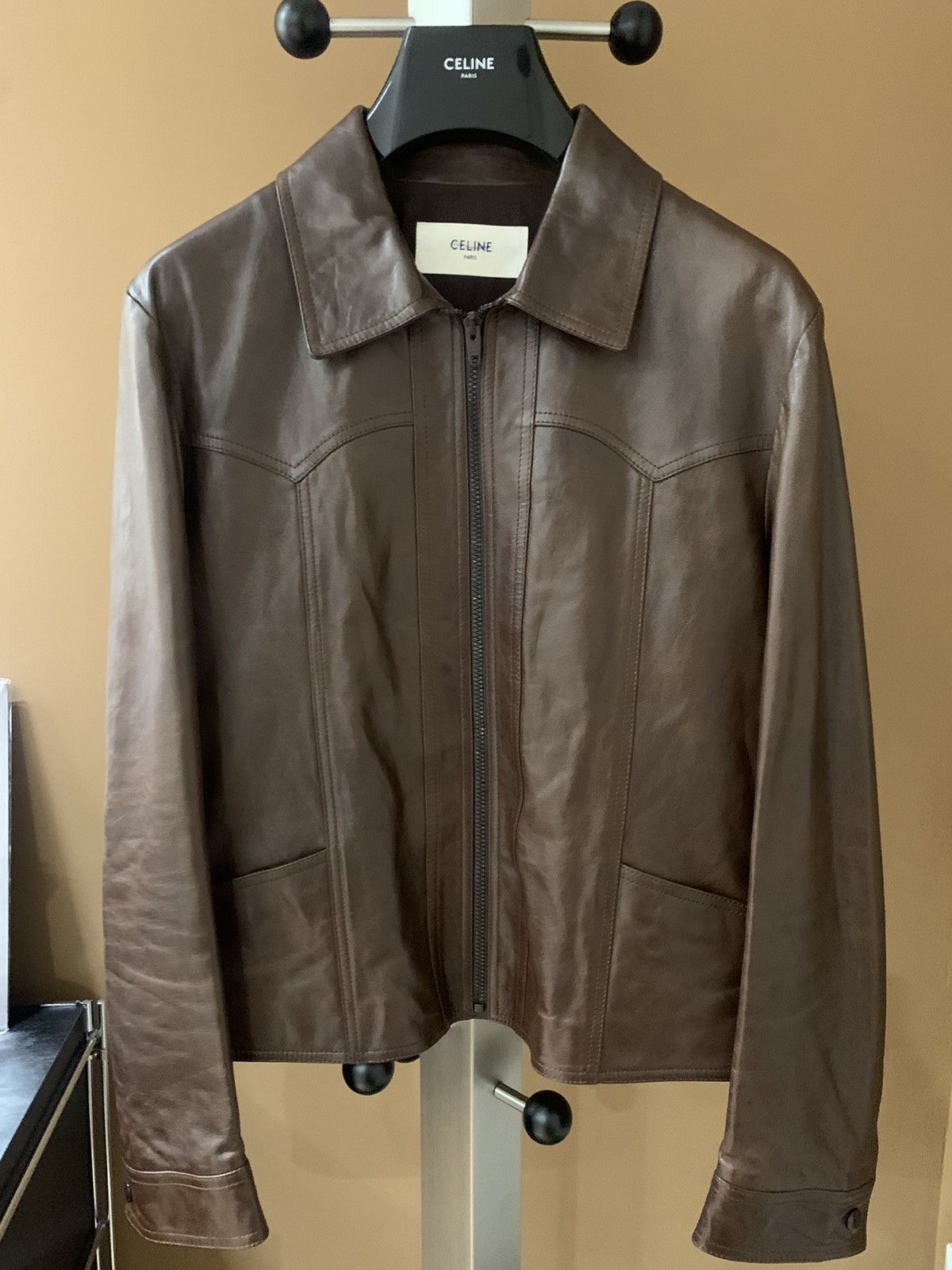 Celine Celine 2023FW Western Brown Lambskin Blouson Zip Jacket Size US M / EU 48-50 / 2 - 1 Thumbnail