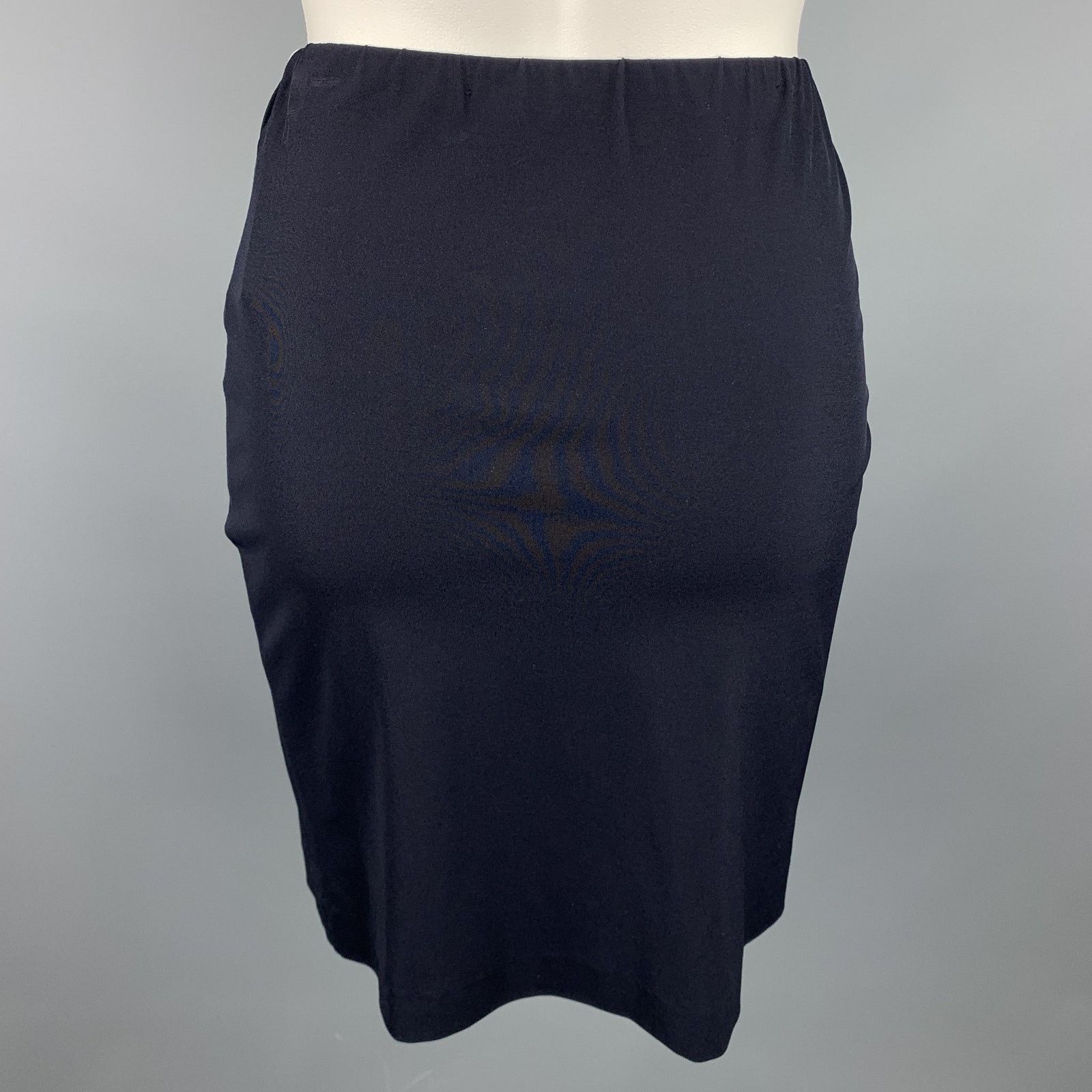 Jil Sander JIL SANDER Size 6 Navy Jersey Elastic Waistband Pencil Skirt Size 28" / US 6 / IT 42 - 3 Thumbnail