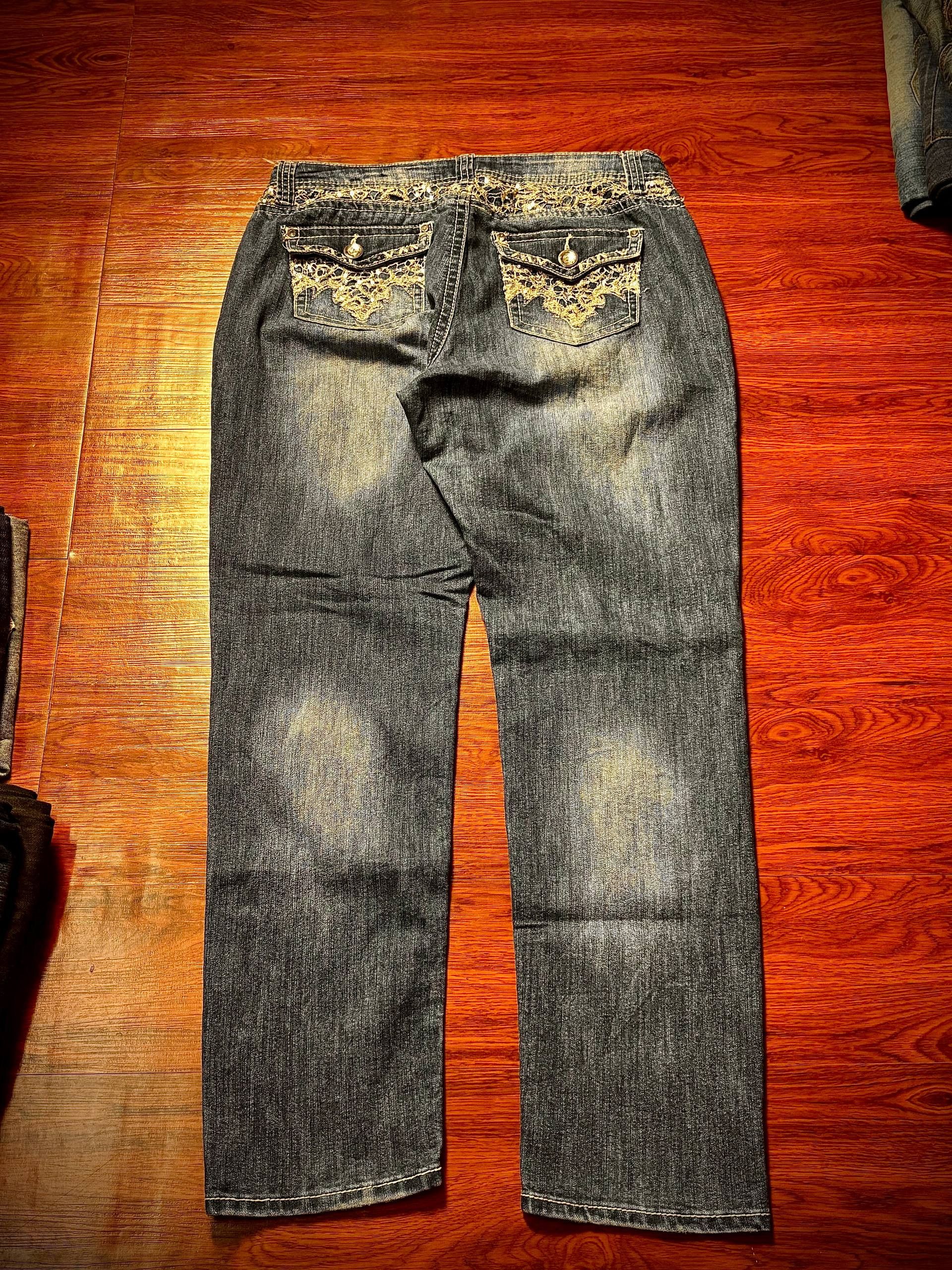 Miss Sixty Vintage Y2K Cato Studded Gold Ring Denim Pants Size 32" / US 10 / IT 46 - 1 Thumbnail