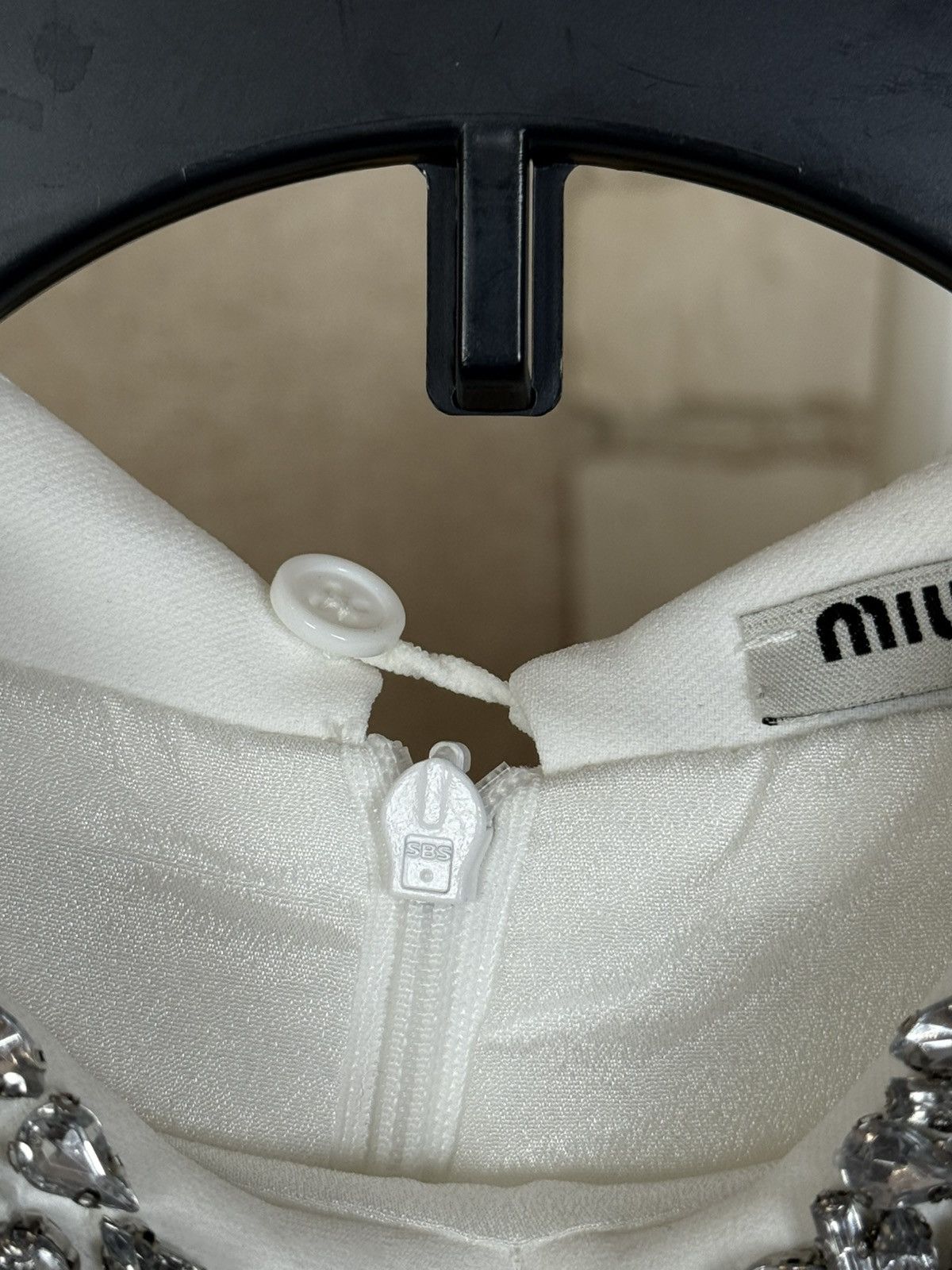 Miu Miu Miu Miu White Mini Dress Crystal Embellished Collar Cuffs Size M / US 6-8 / IT 42-44 - 13 Thumbnail