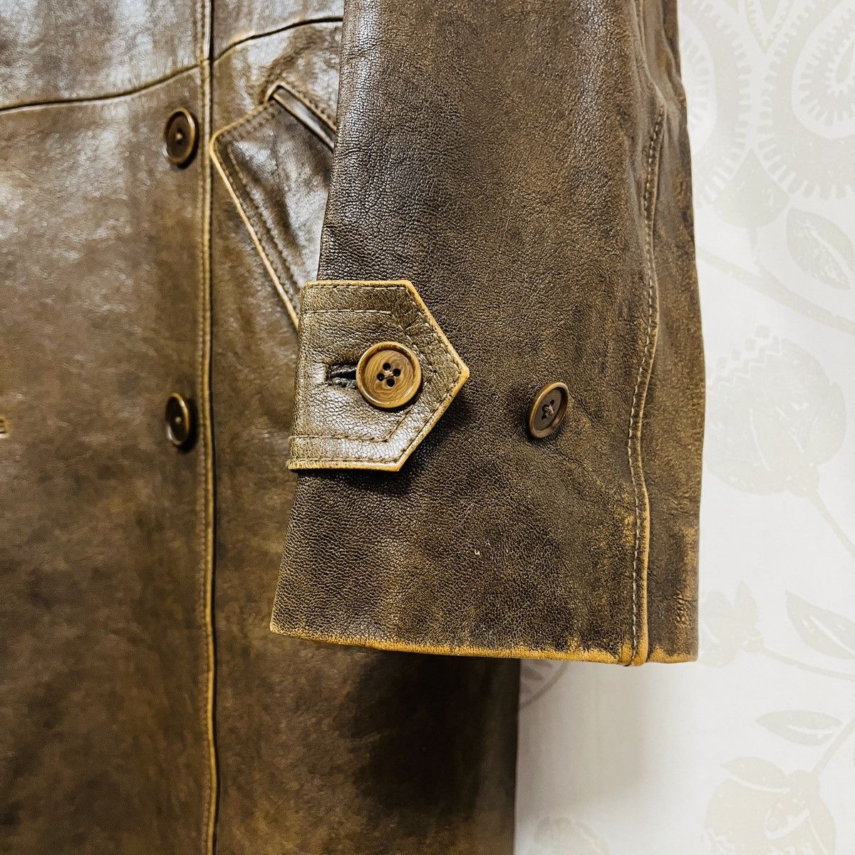 Genuine Leather × John Varvatos JOHN VARVATOS GOAT LEATHER TRENCH COAT ITALY SIZE 52 Size US L / EU 52-54 / 3 - 10 Thumbnail