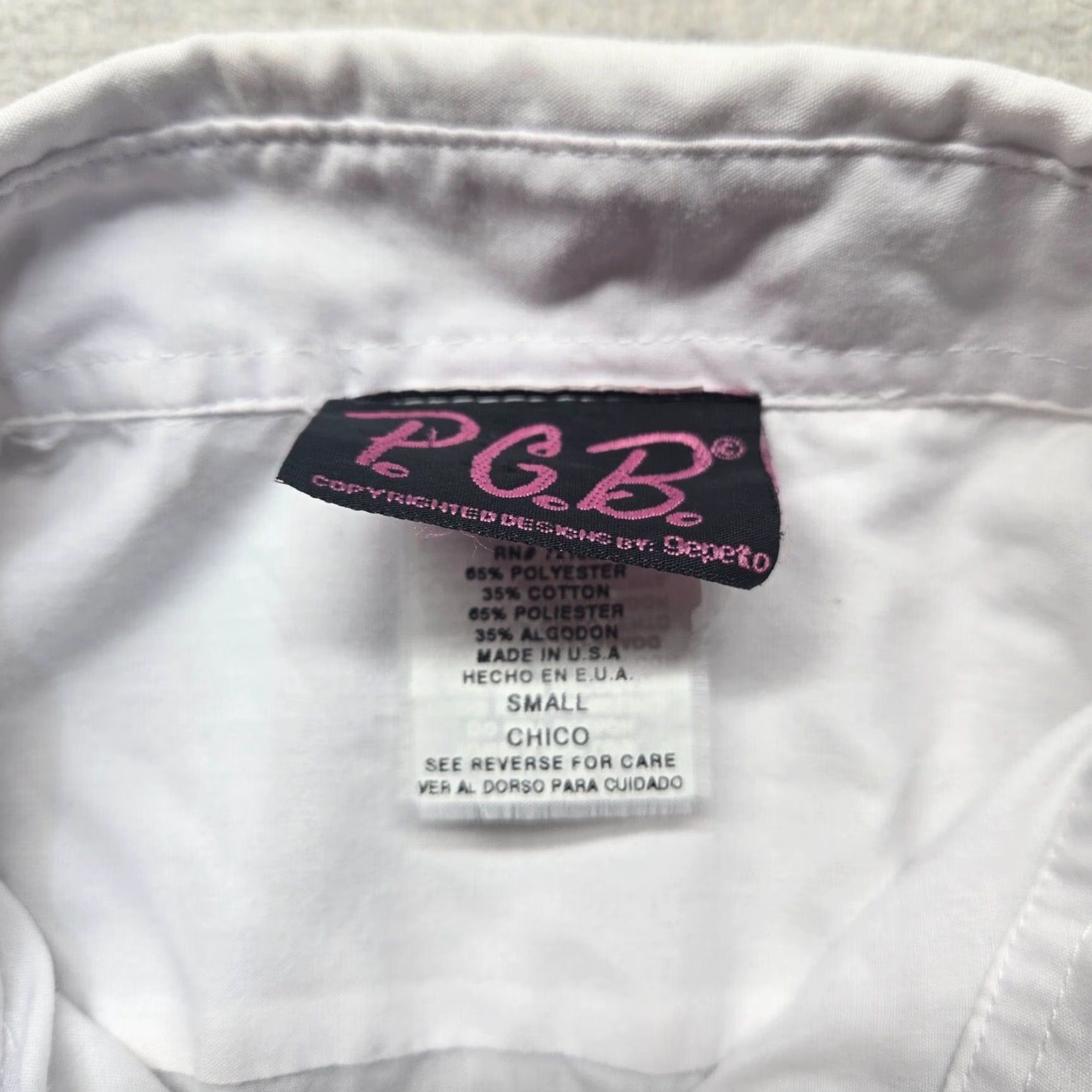 Vintage PGB Shirt Beach White Long Sleeve Embroidered Rhinestones Adult Womens Small Size S / US 4 / IT 40 - 4 Thumbnail