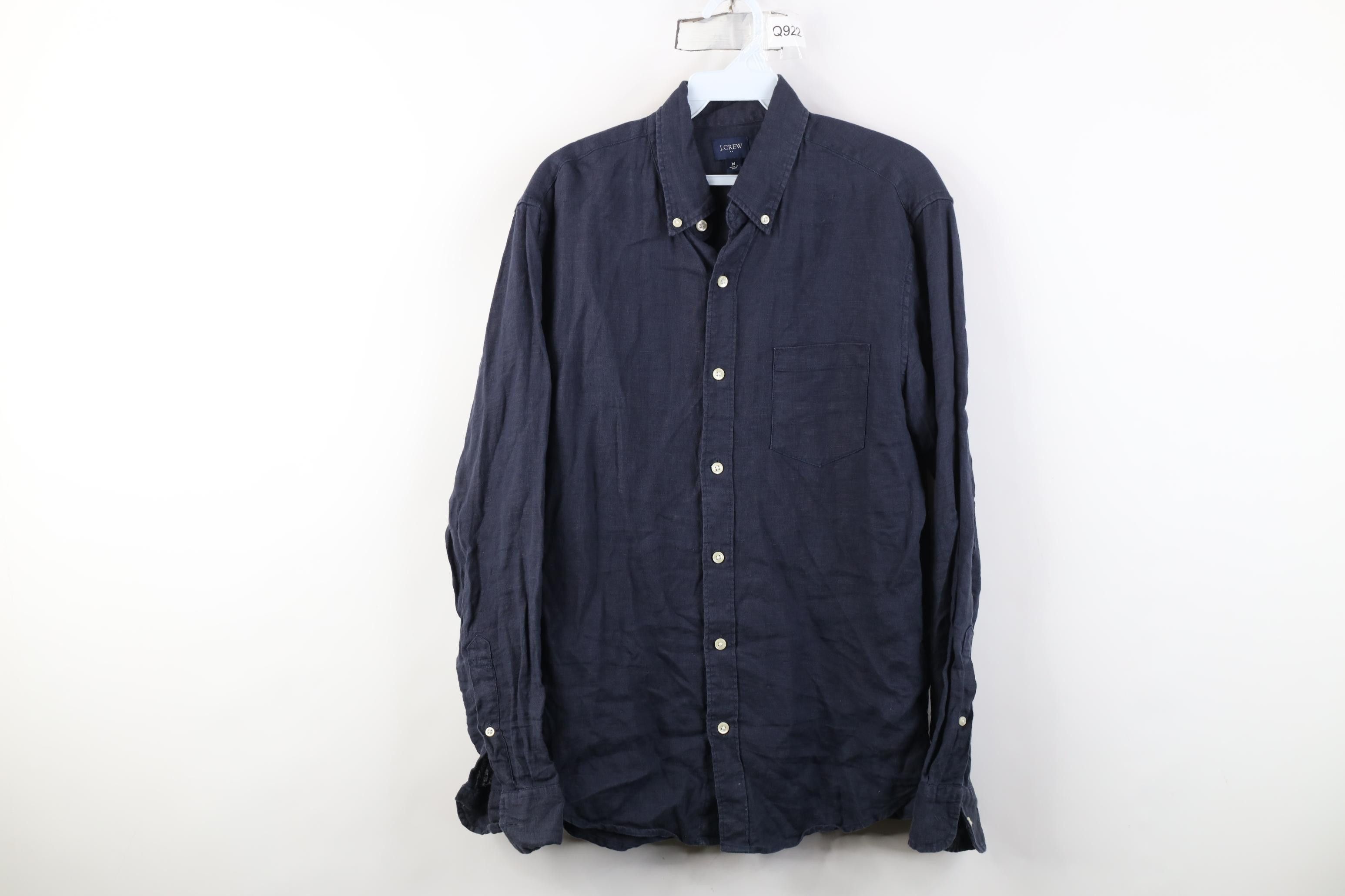 J.Crew J Crew Faded Linen Knit Collared Button Down Shirt Navy Blue Size US M / EU 48-50 / 2 - 1 Thumbnail