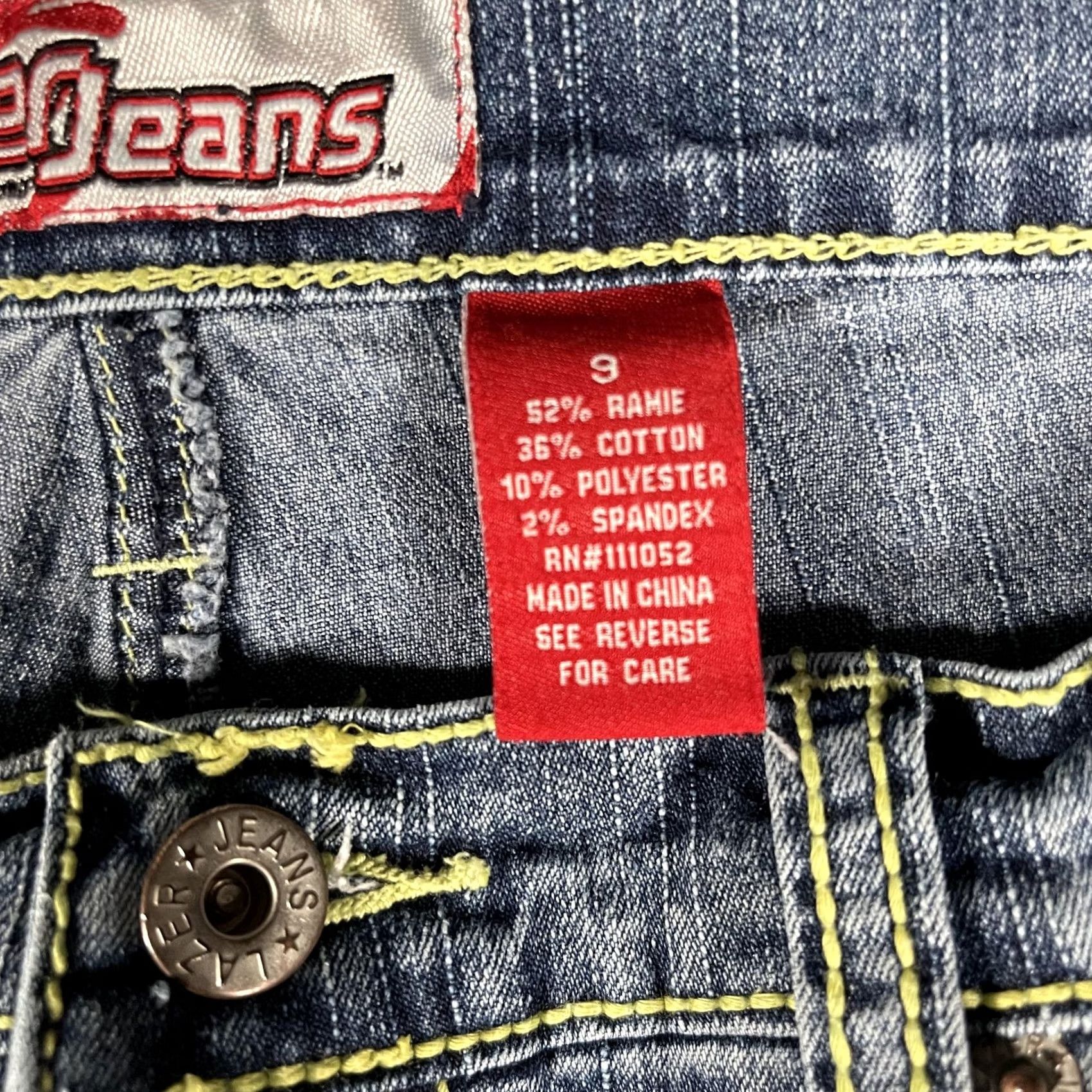 Vintage Lazer Jeans Womens 9 Blue Straight Low Rise Embroidered Pockets Stretch Denim Jeans Slim Straight Footwear: 5-Pocket Design Girls? Size 30" / US 8 / IT 44 - 5 Thumbnail