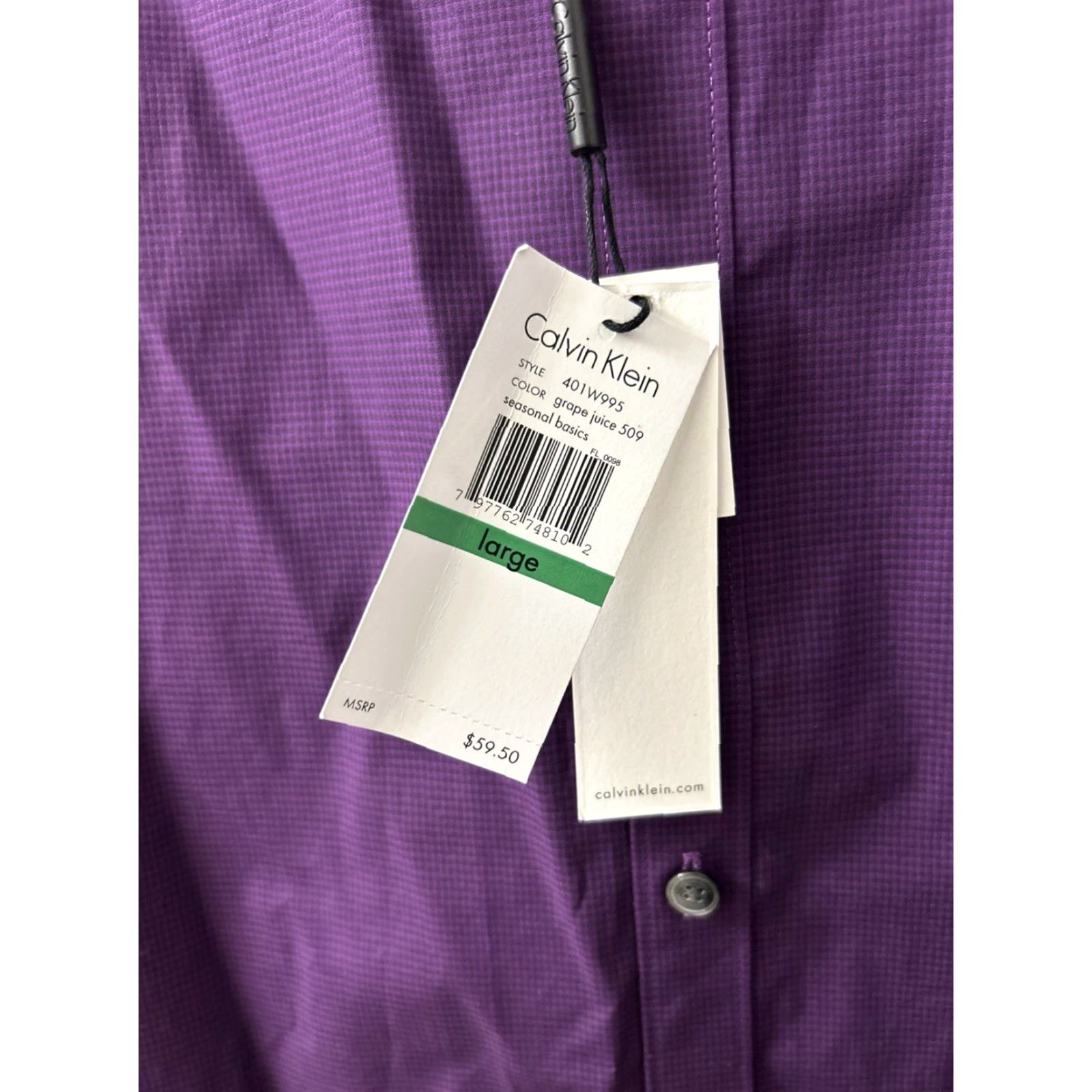 Calvin Klein Calvin Klein Shirt Mens L Purple Infinite Cool Non-Iron Button Up NWT MSRP 60 Dress Shirt Size US L / EU 52-54 / 3 - 6 Thumbnail