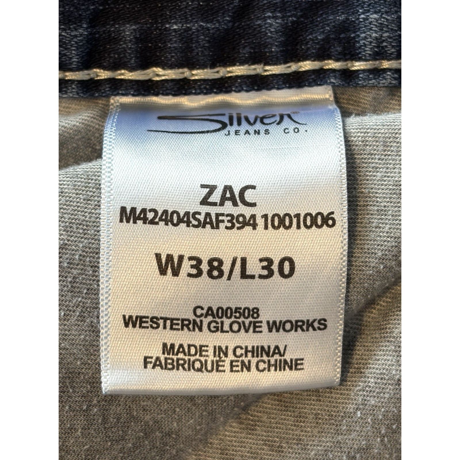 Silver Jeans Co. Silver Jeans Zac Relaxed Straight Leg Dark Wash Denim Jeans 38x30 Men's 5-Pocket Blue Zac Model Thick Stitch Regular Rise Mid-Blue Leather? Size US 38 / EU 54 - 6 Thumbnail