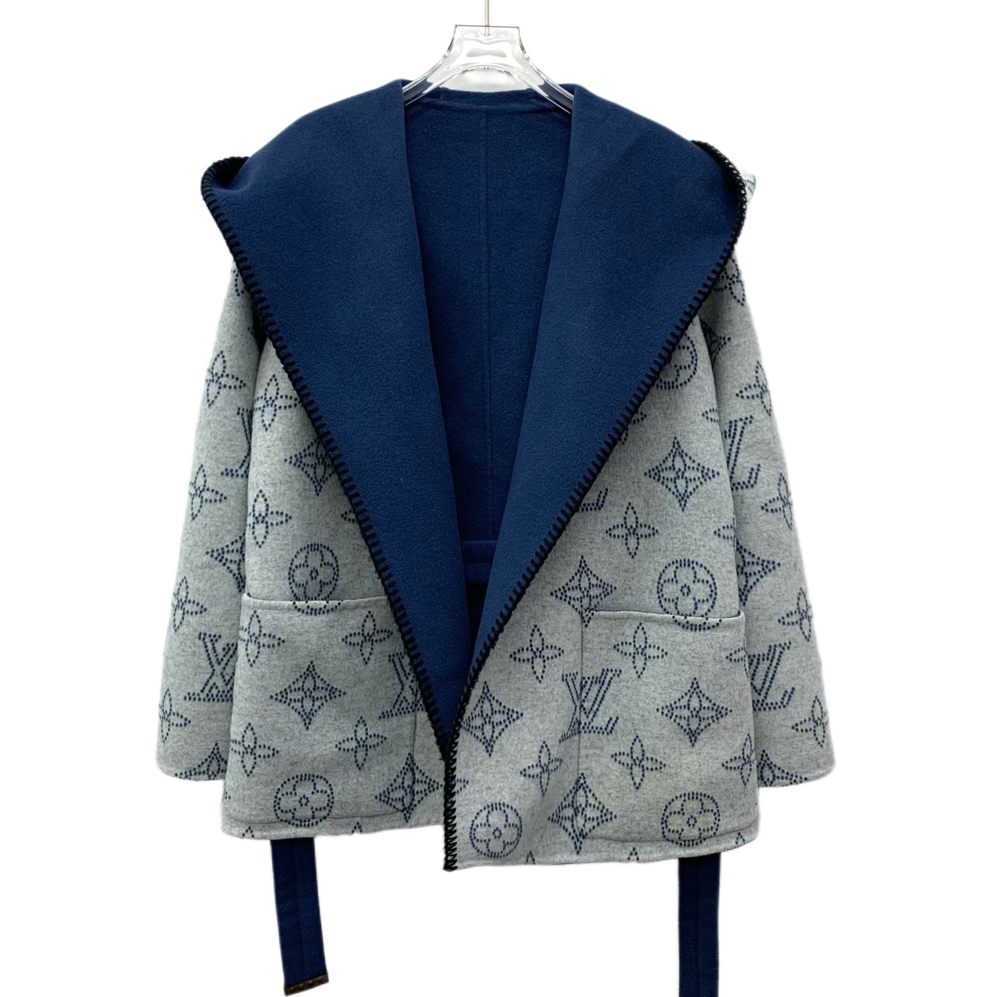 Louis Vuitton Louis Vuitton Womens Reversible Wool Hooded Belt Coat Blue L Size XS / US 0-2 / IT 36-38 - 8 Thumbnail