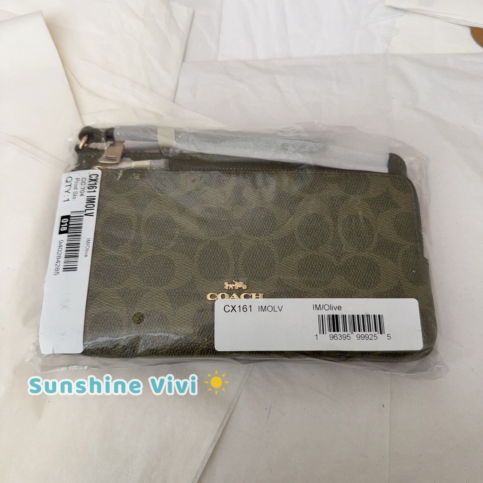 Coach NWT Coach CX161 Double Zip Wallet Clutch Wristlet Olive Size ONE SIZE - 8 Thumbnail