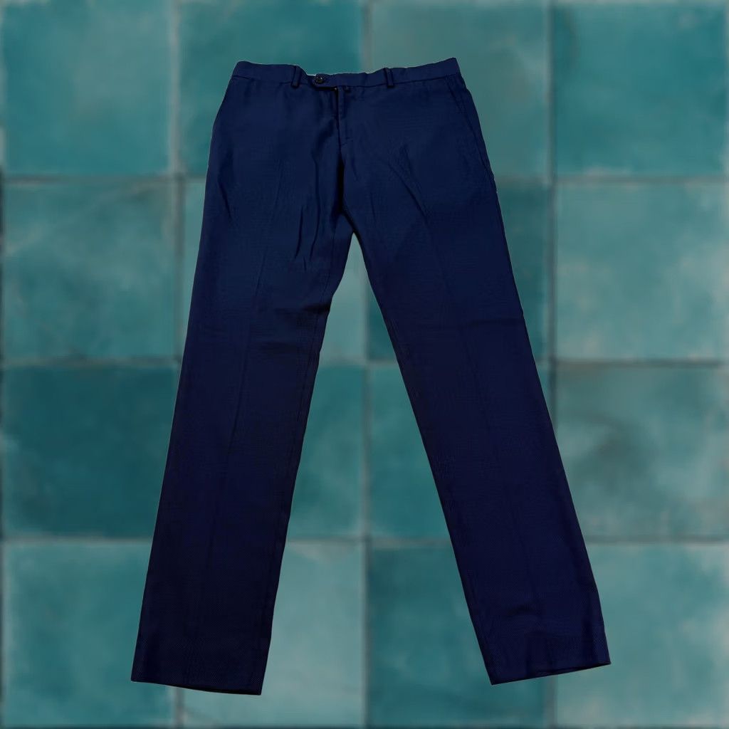 h&m blue dress pants H&M Slit Fit Blue Dress Pants 33