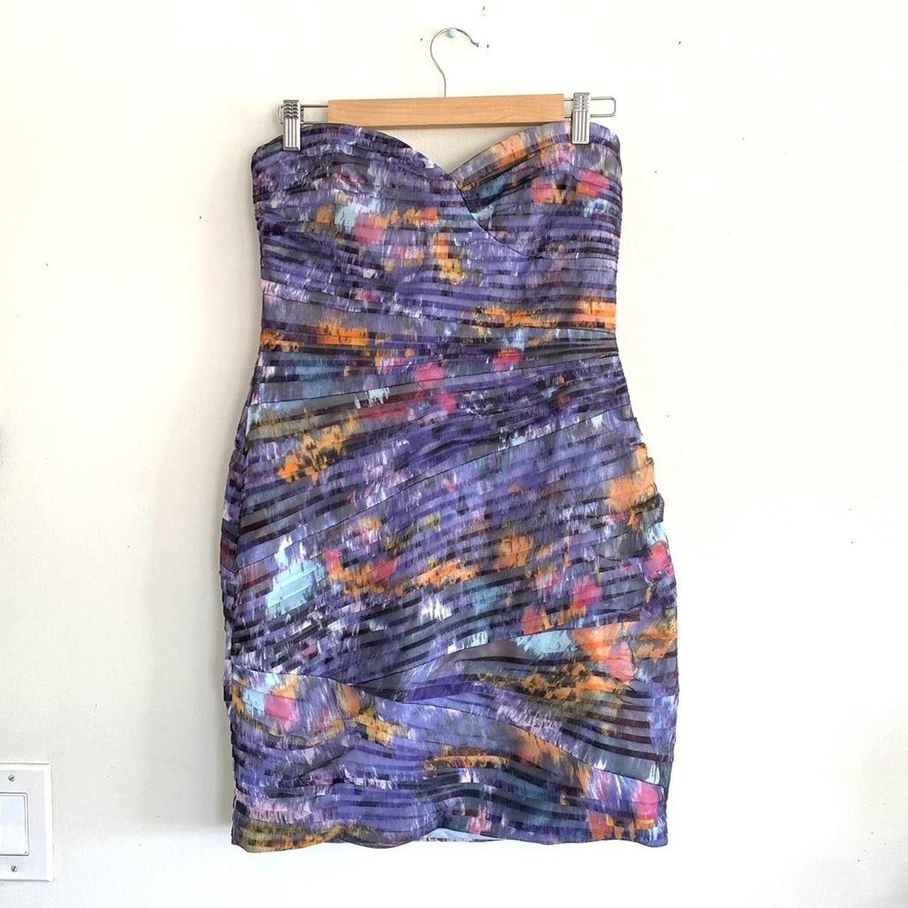 Bcbgmaxazria BCBGMAXAZRIA PURPLE WOMENS 10 STRAPLESS MINI DRESS Size L / US 10 / IT 46 - 2 Thumbnail