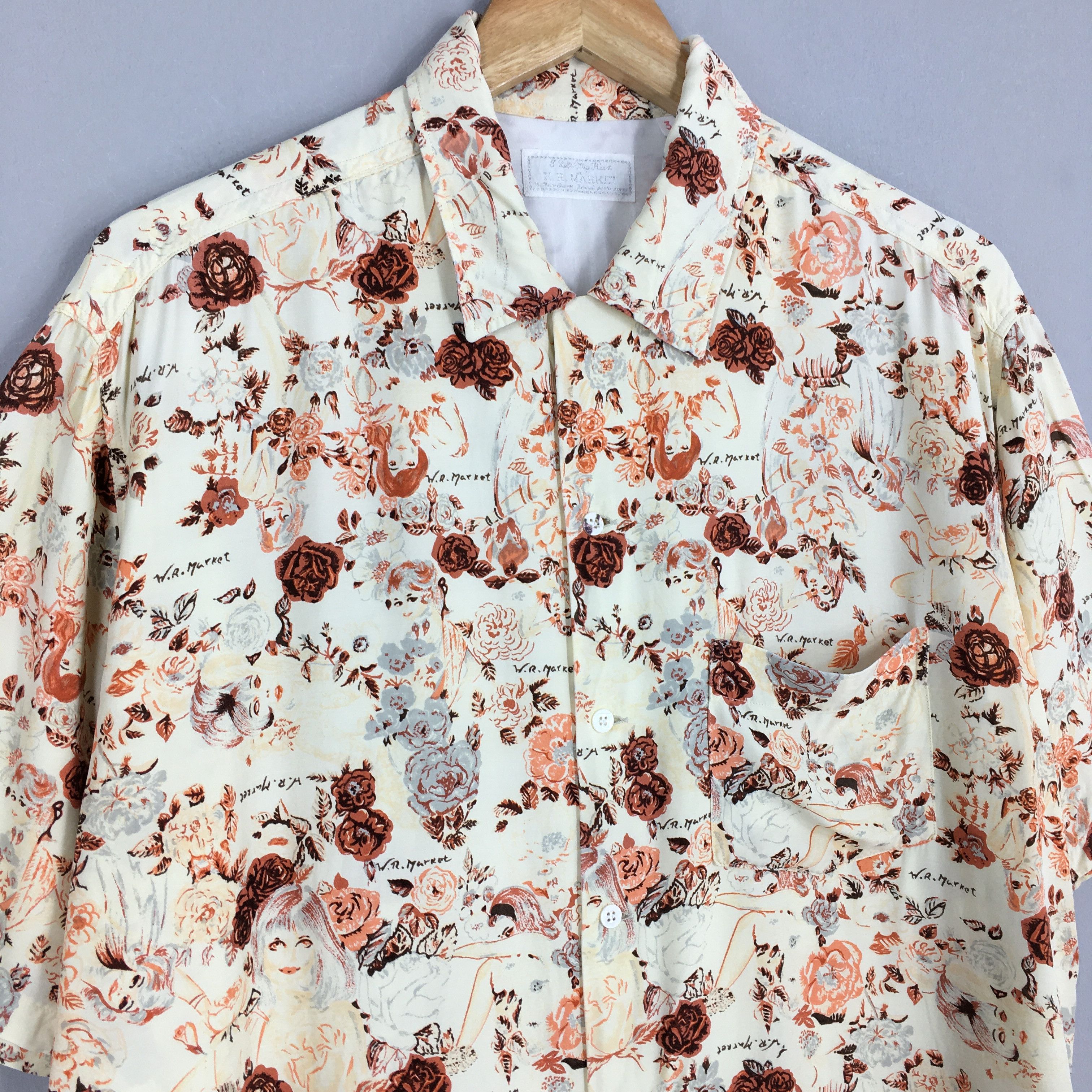 HOLLYWOOD RANCH MARKET × Japanese Brand Vintage HR Market Japan Hawaiian Flower Rayon Shirt Large Size US L / EU 52-54 / 3 - 3 Thumbnail