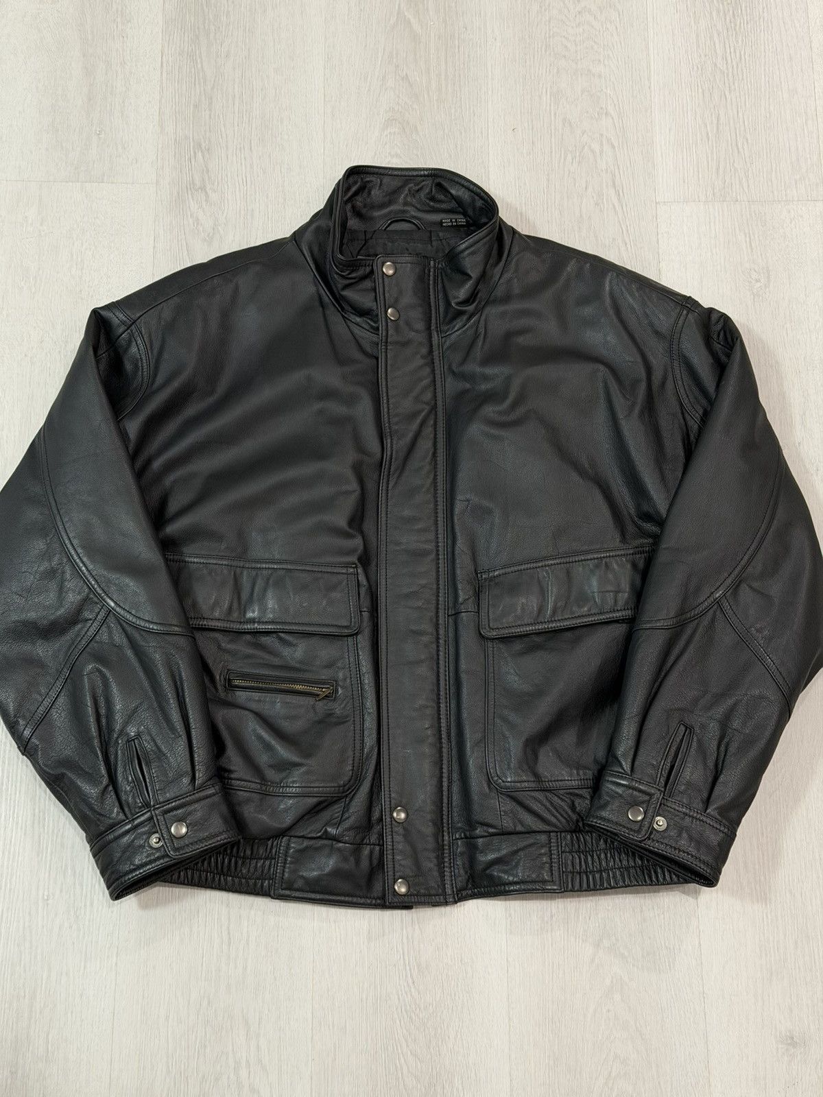 Members Only Vintage 80s Members Only Leather Bomber Jacket Black Size XL Size US XL / EU 56 / 4 - 4 Thumbnail