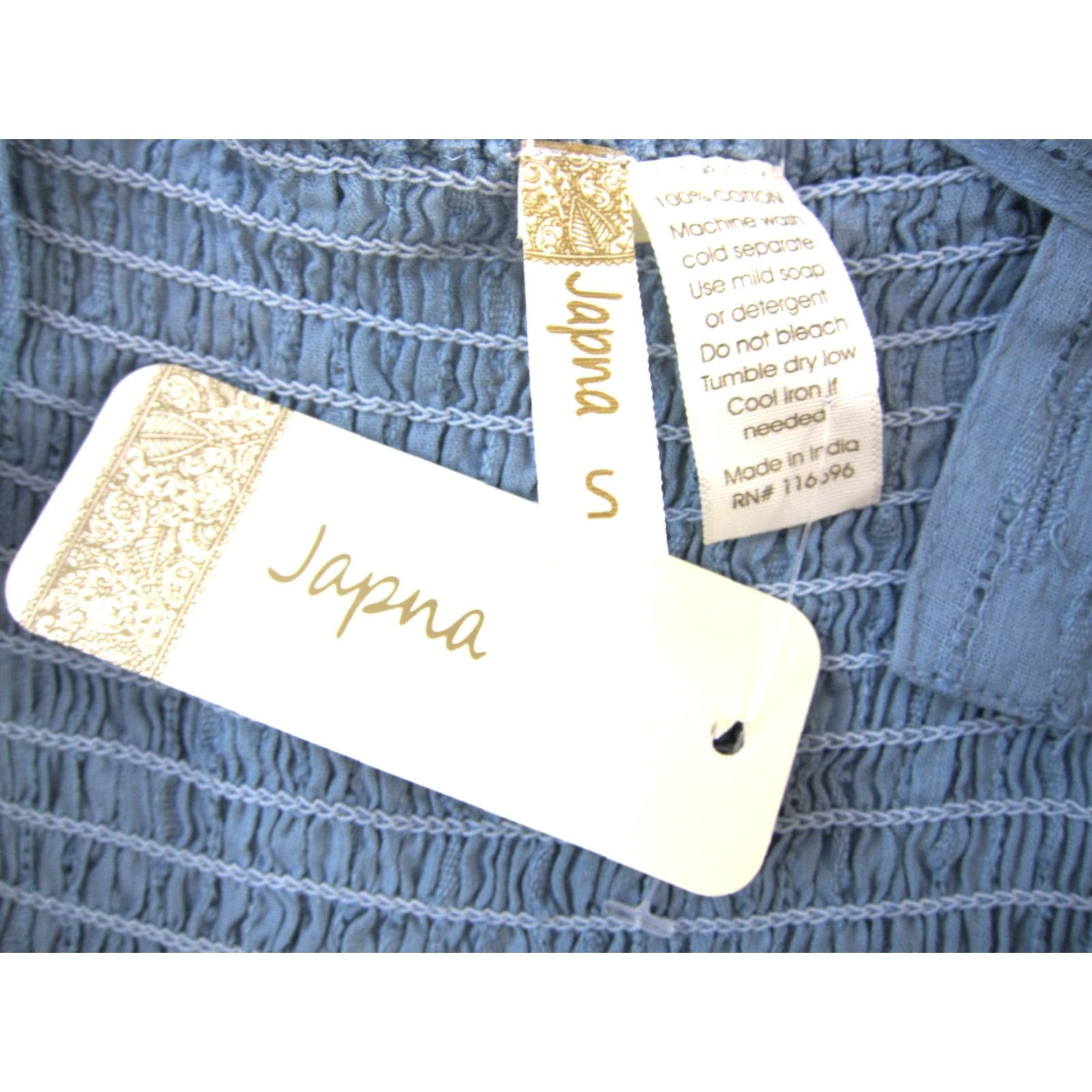 Vintage Japna Jumpsuit Women Small Blue 100% Cotton Wide Leg Romper NWT Pockets V-Neck Sleeveless Spring Summer Fall Women Mens? Size 28" / US 6 / IT 42 - 4 Thumbnail