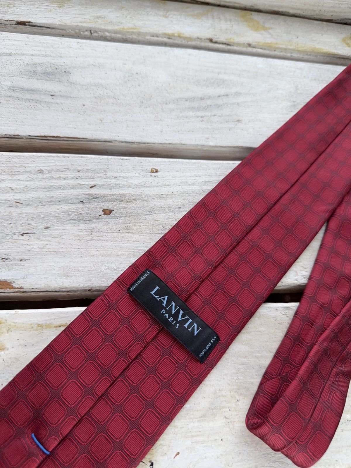 Designer × Lanvin Lanvin Paris Red Silk Tie Geometric Pattern France Size ONE SIZE - 6 Thumbnail