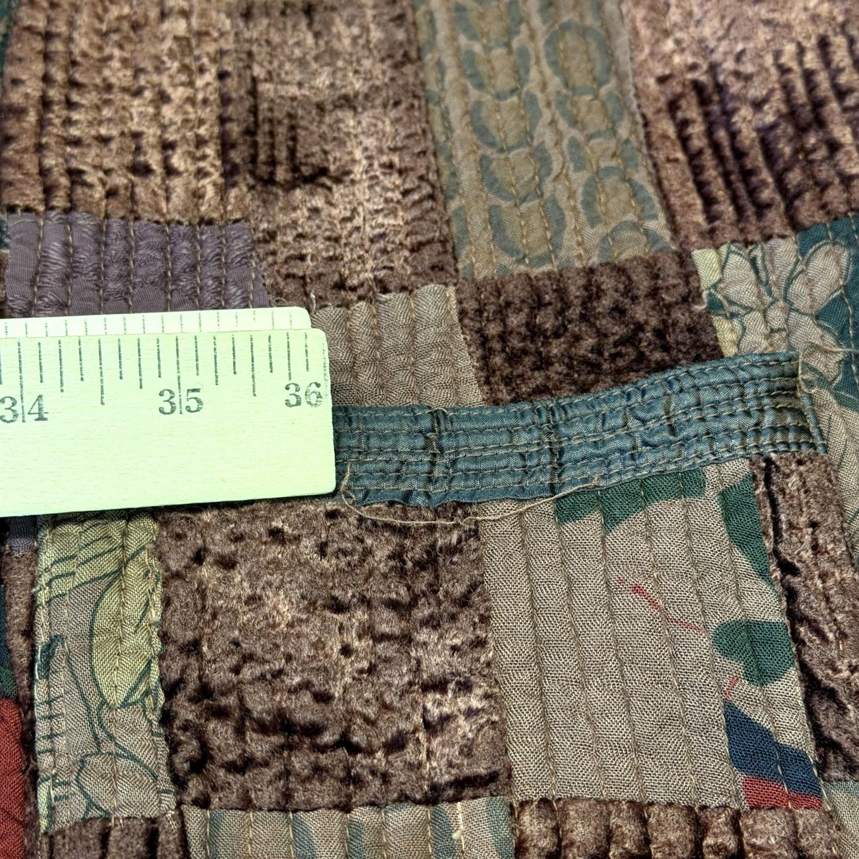 Velvet VINTAGE Jacket Womens Large Purple Quilted Velvet Patchwork Bohemian Toggle Pockets Size L / US 10 / IT 46 - 2 Thumbnail