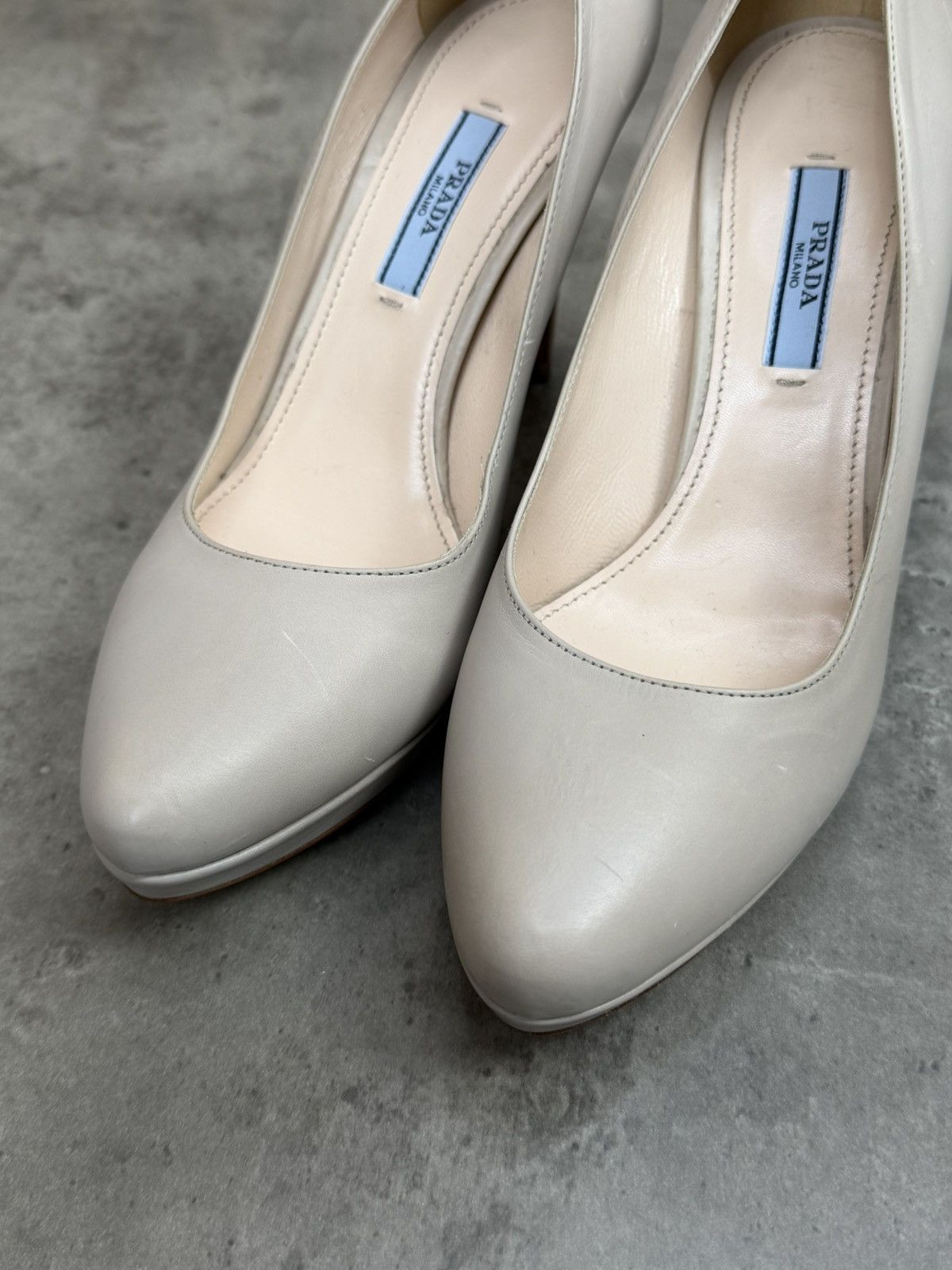 Prada Prada Beige Leather Platform Heels Pumps Size 37 1/2 Size US 7.5 / IT 37.5 - 12 Thumbnail
