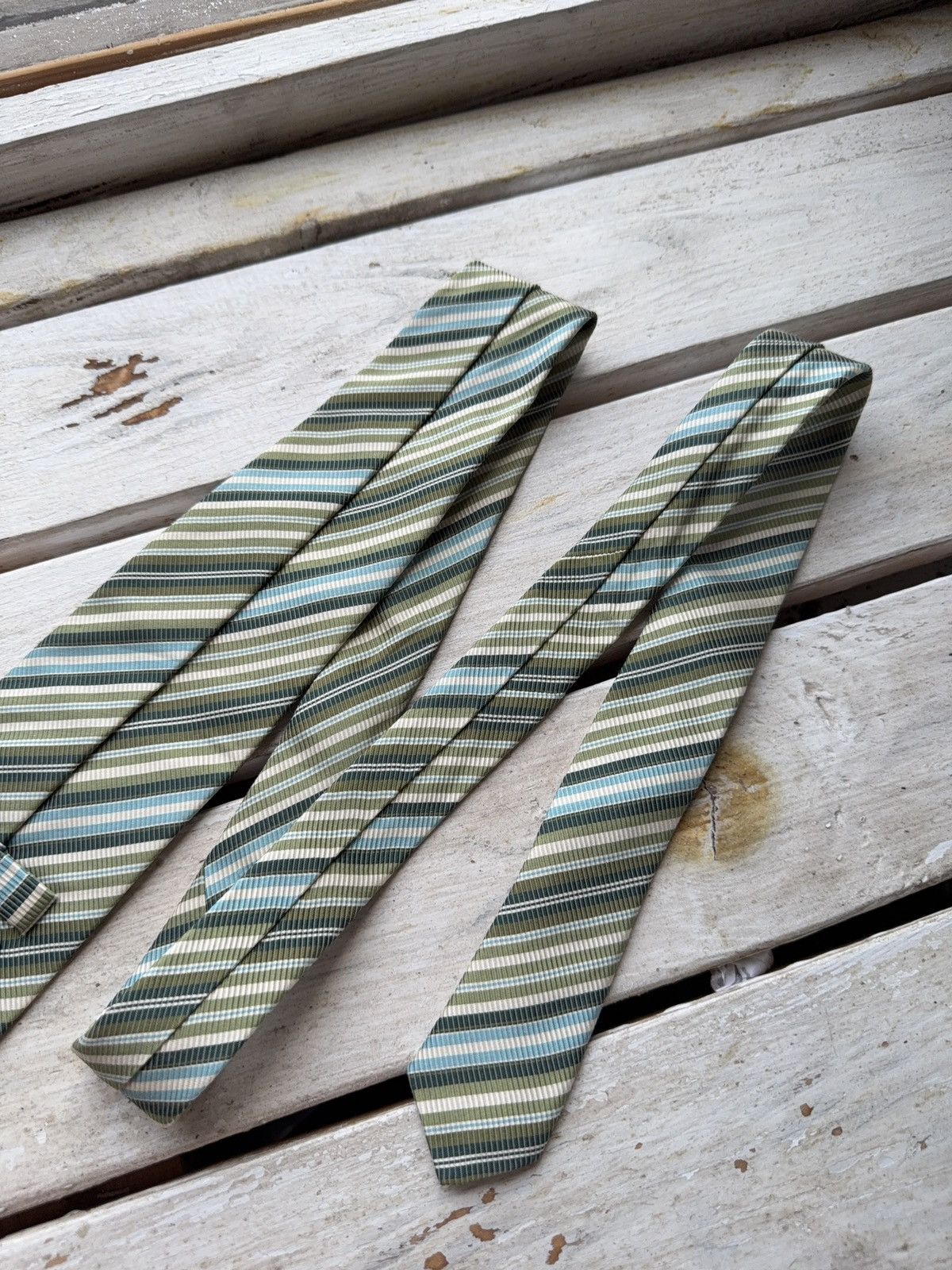 Designer × Hugo Boss Hugo Boss Green Striped Cotton Tie Made in Italy Size ONE SIZE - 7 Thumbnail