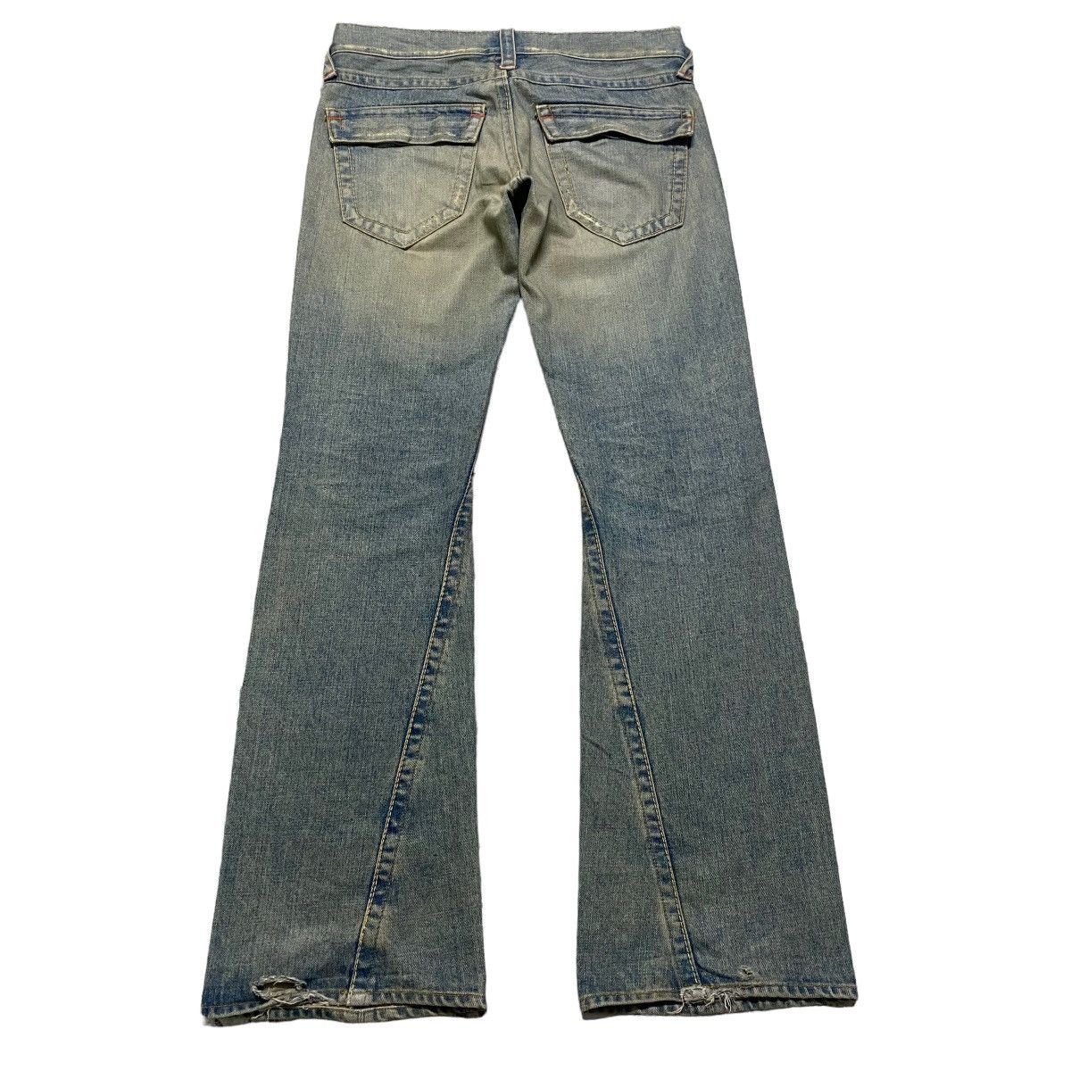 Japanese Brand Union Made Purple&Yellow Mudwash Denim Flare Jeans Size US 30 / EU 46 - 2 Thumbnail