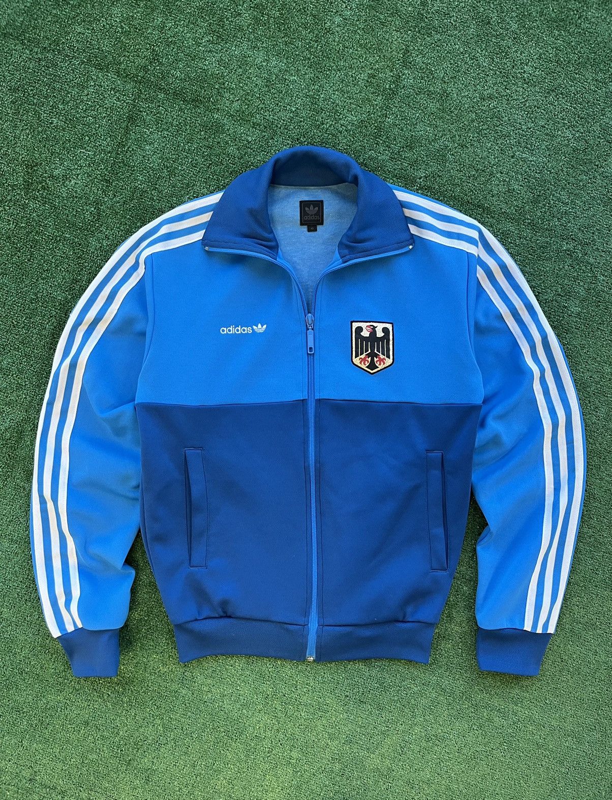 Image of Germany National Team Retro Training Jacket Adidas Originals in Blue, Men's (Size XS)