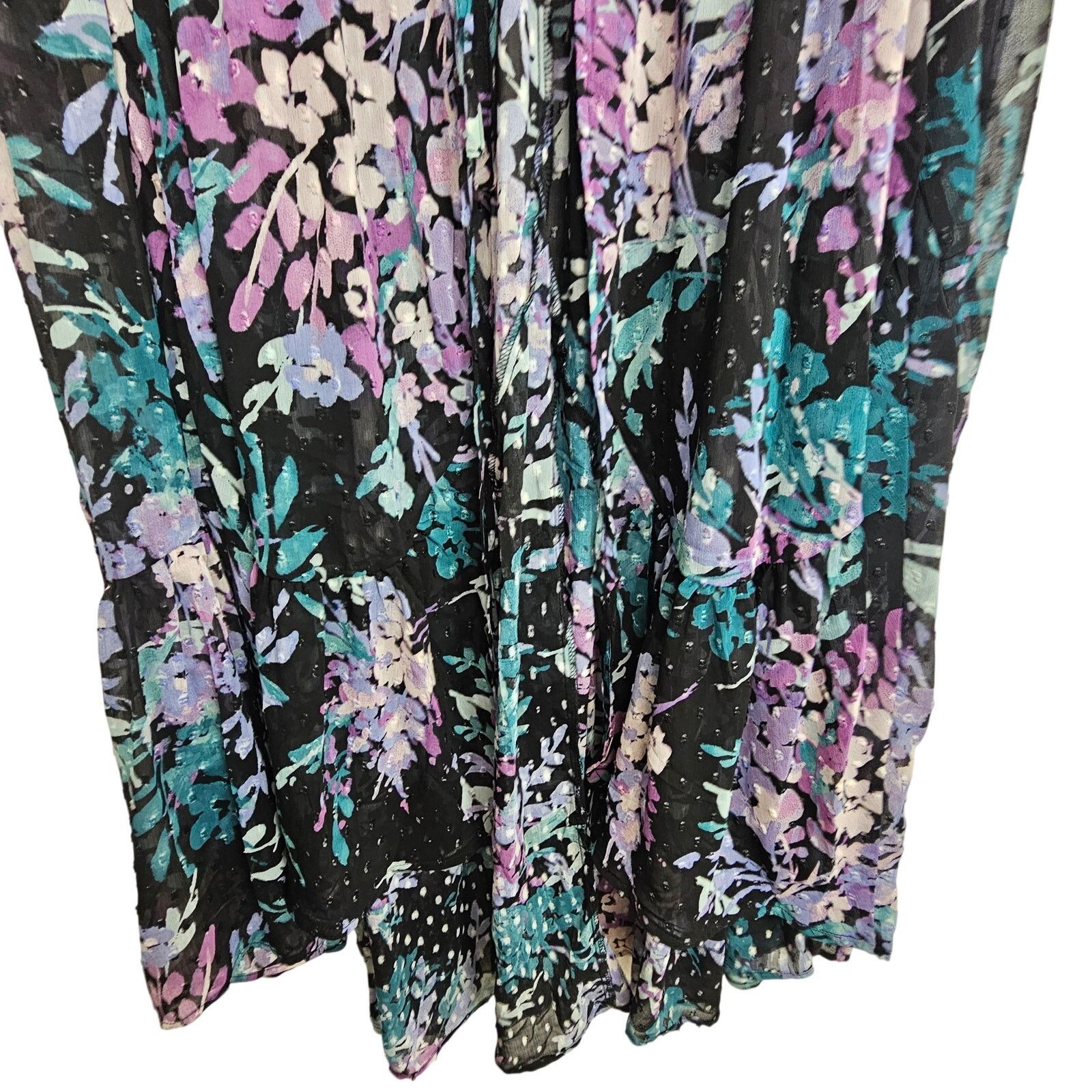 Corridor Torrid Ruffle Kimono Chiffon Clip Dot Floral Black Tiered Size XL / US 12-14 / IT 48-50 - 5 Thumbnail